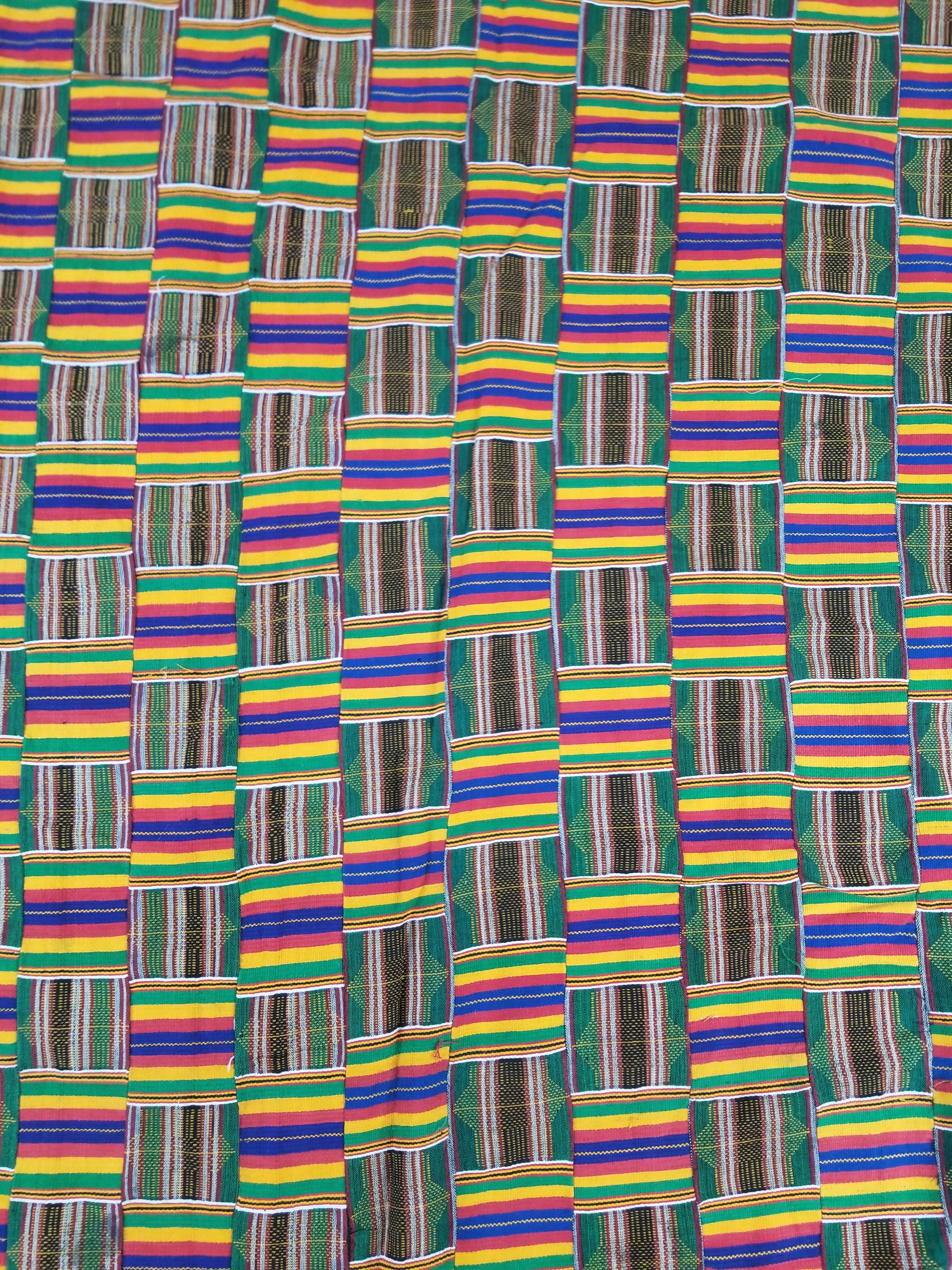 Vintage African Kente Cloth Handwoven Patchwork Ghananian Textile 288x200cm