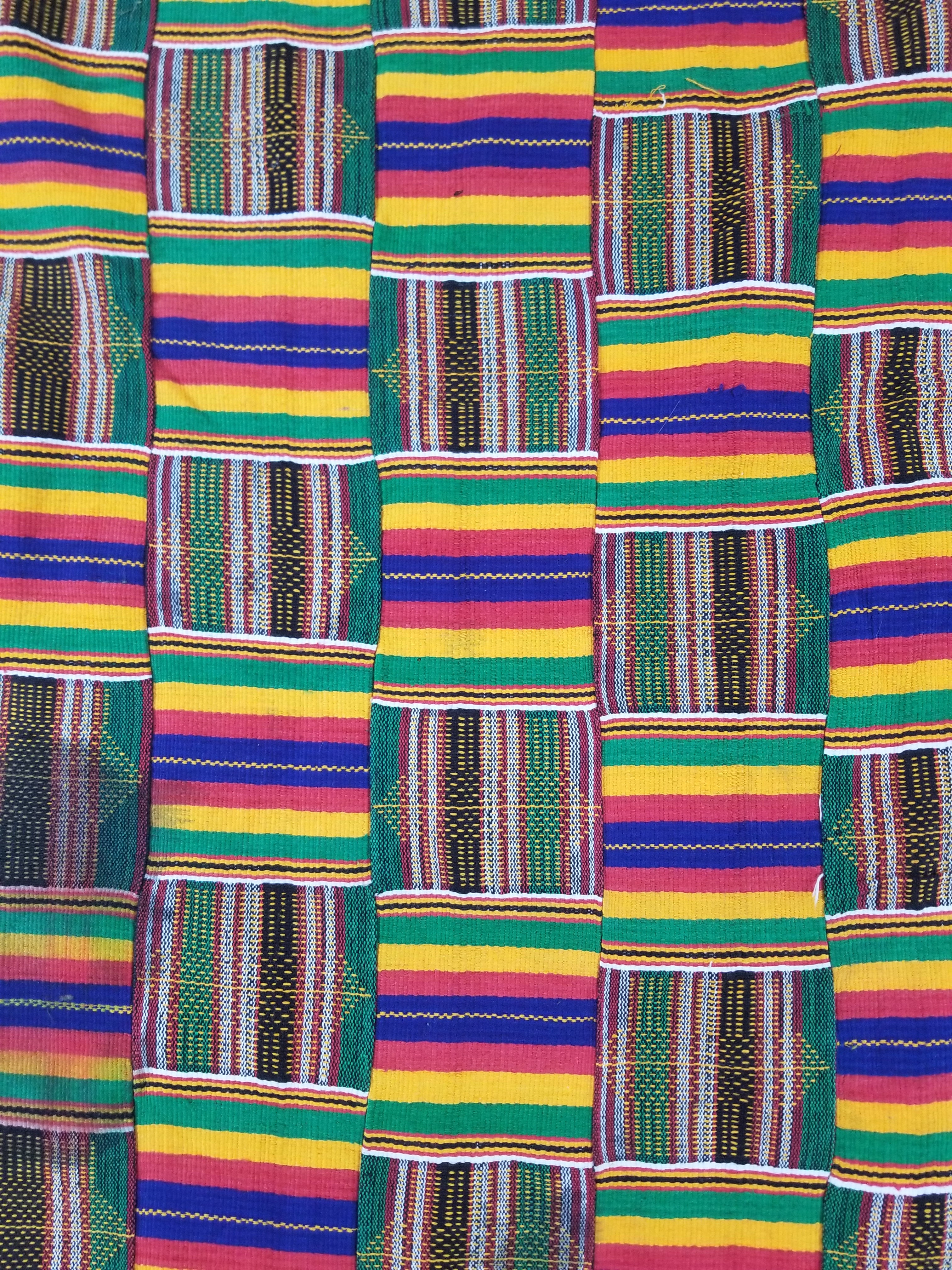 Vintage African Kente Cloth Handwoven Patchwork Ghananian Textile 288x200cm