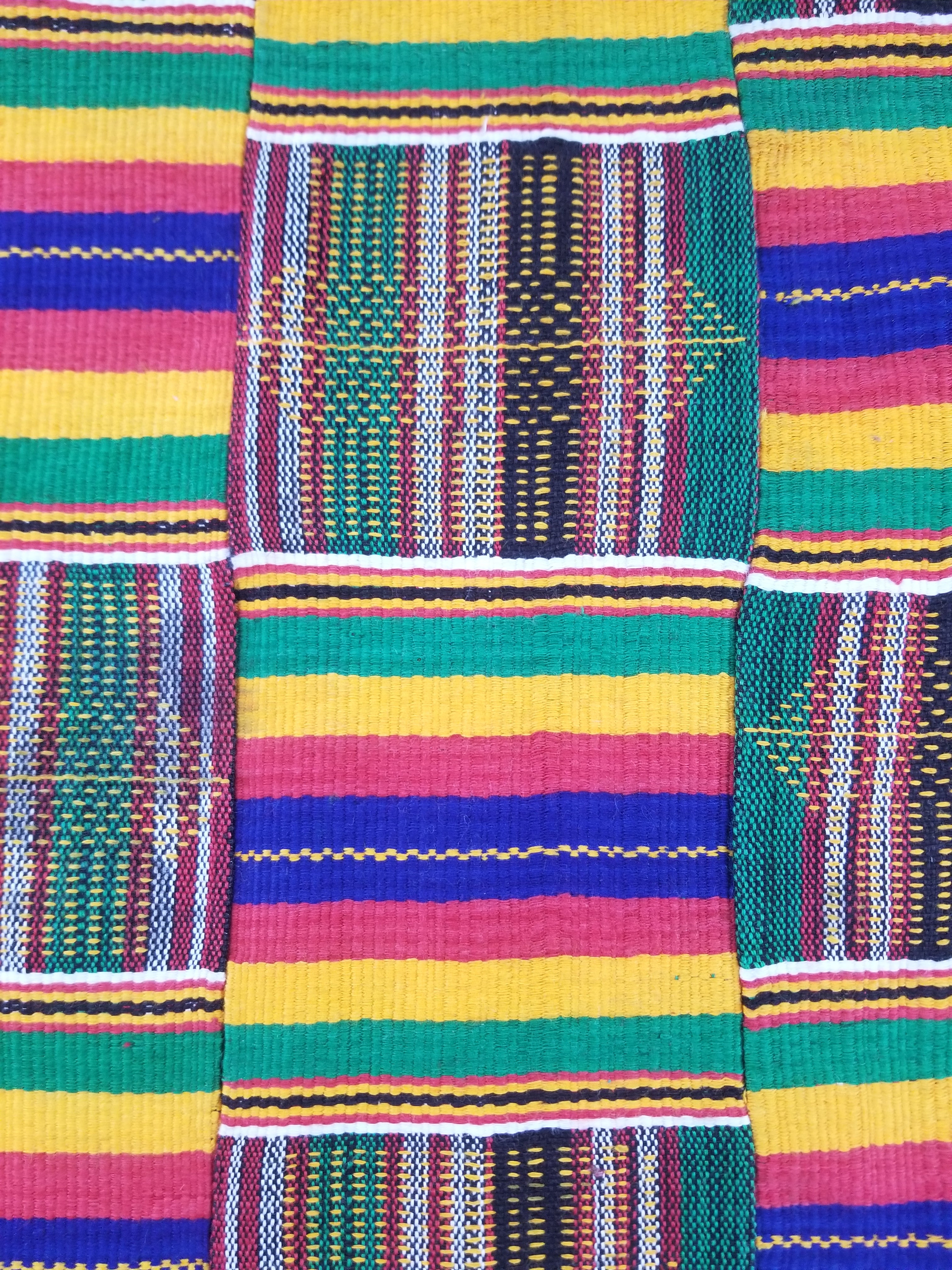Vintage African Kente Cloth Handwoven Patchwork Ghananian Textile 288x200cm