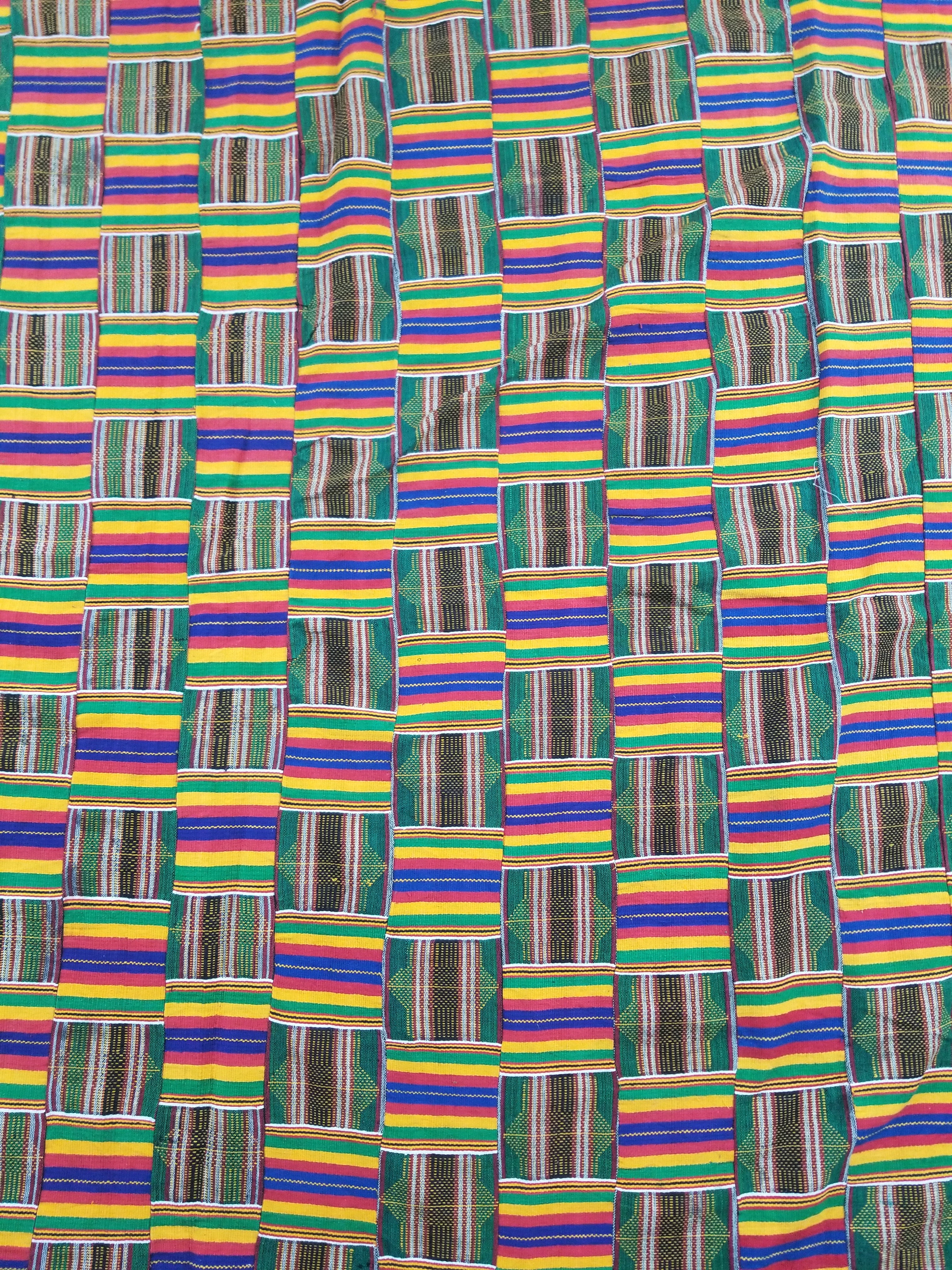 Vintage African Kente Cloth Handwoven Patchwork Ghananian Textile 288x200cm