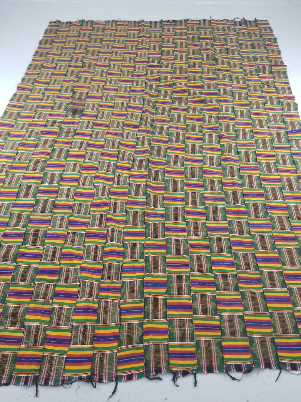 Vintage African Kente Cloth Handwoven Patchwork Ghananian Textile 288x200cm