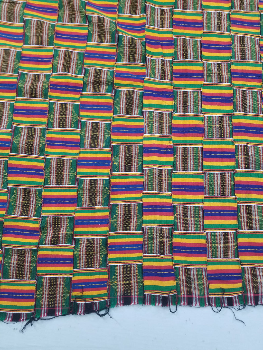 Vintage African Kente Cloth Handwoven Patchwork Ghananian Textile 288x200cm
