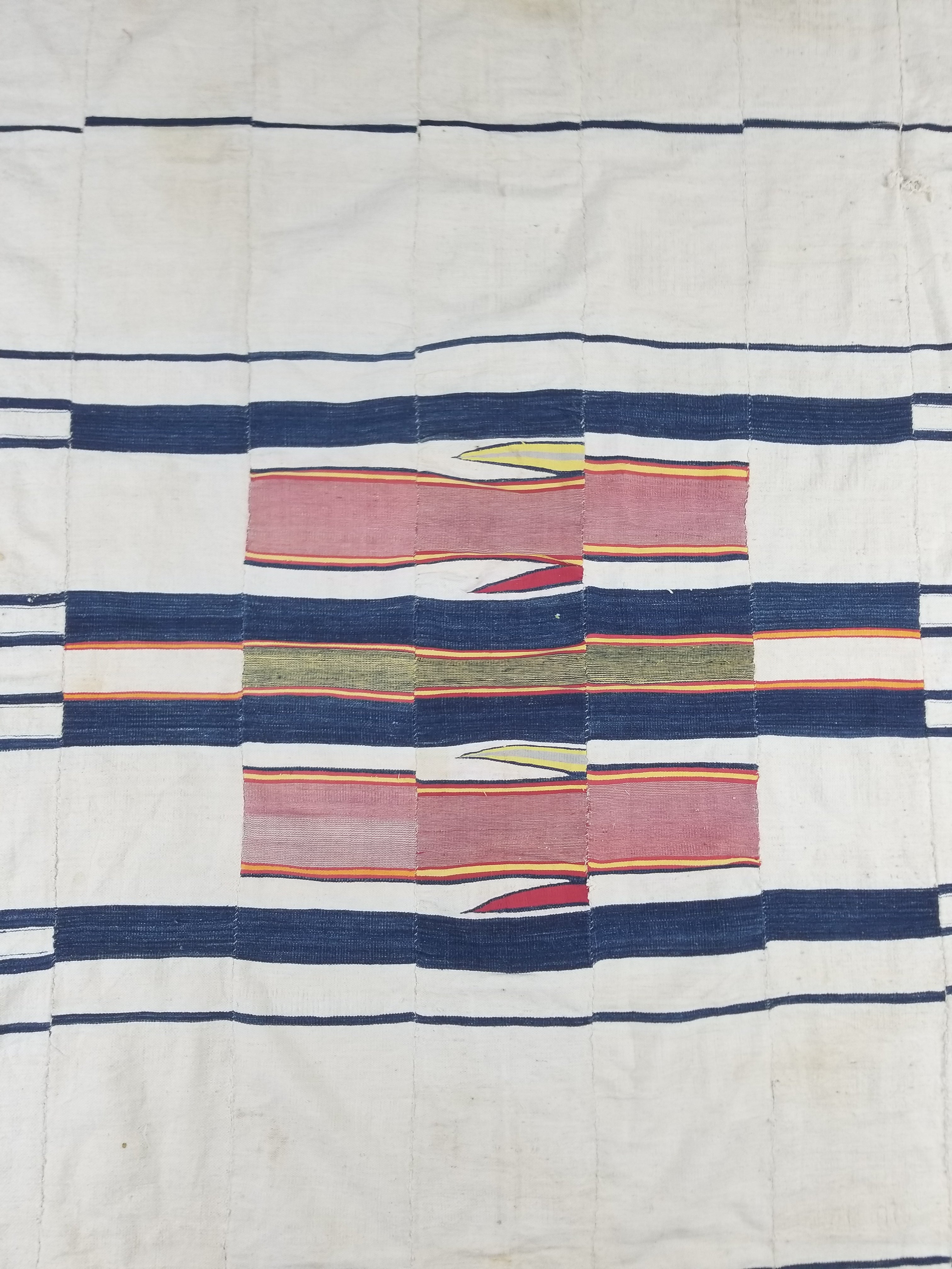 Vintage African Kente Cloth Handwoven Ghananian Textile 226x130cm