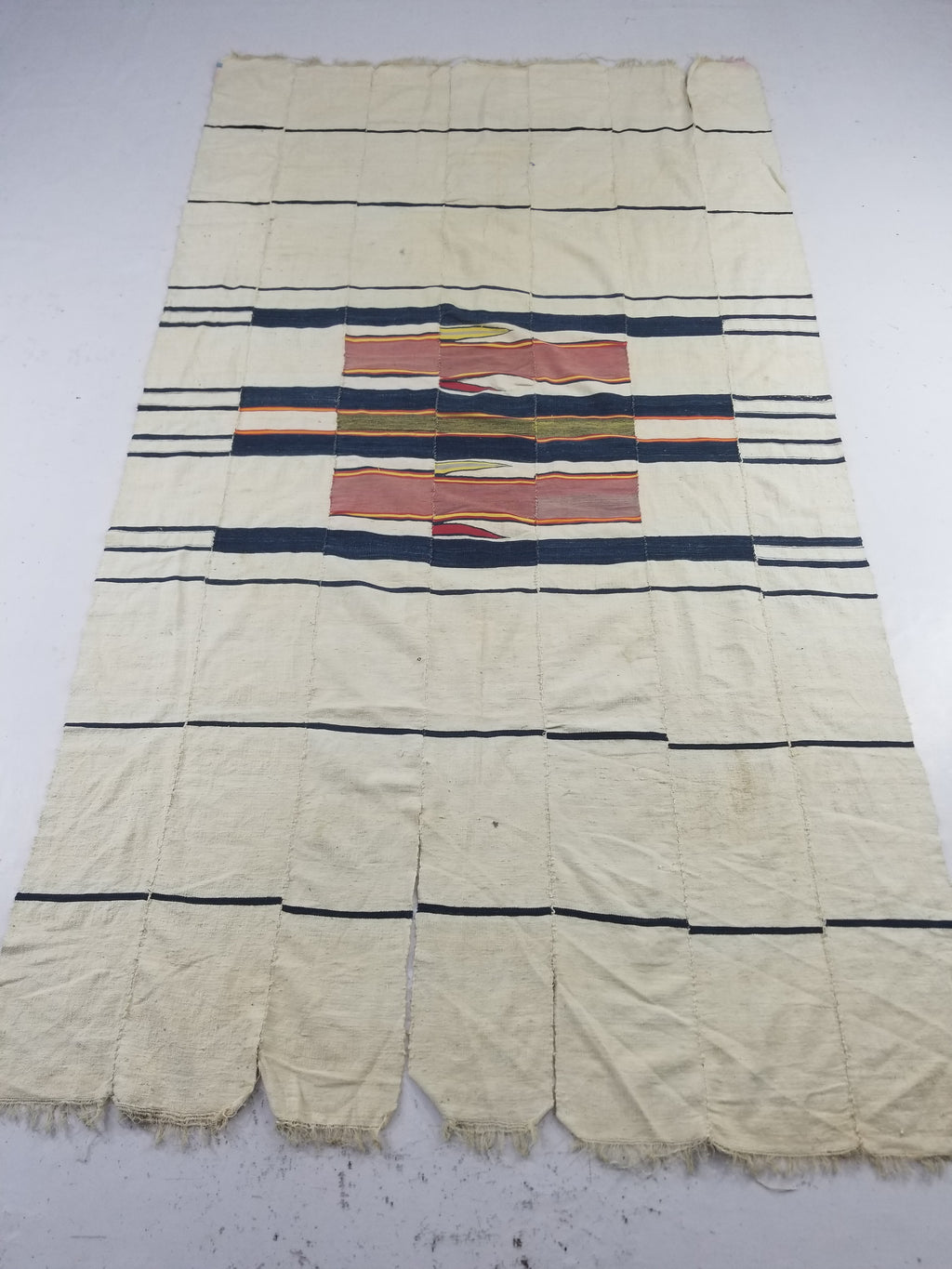 Vintage African Kente Cloth Handwoven Ghananian Textile 226x130cm
