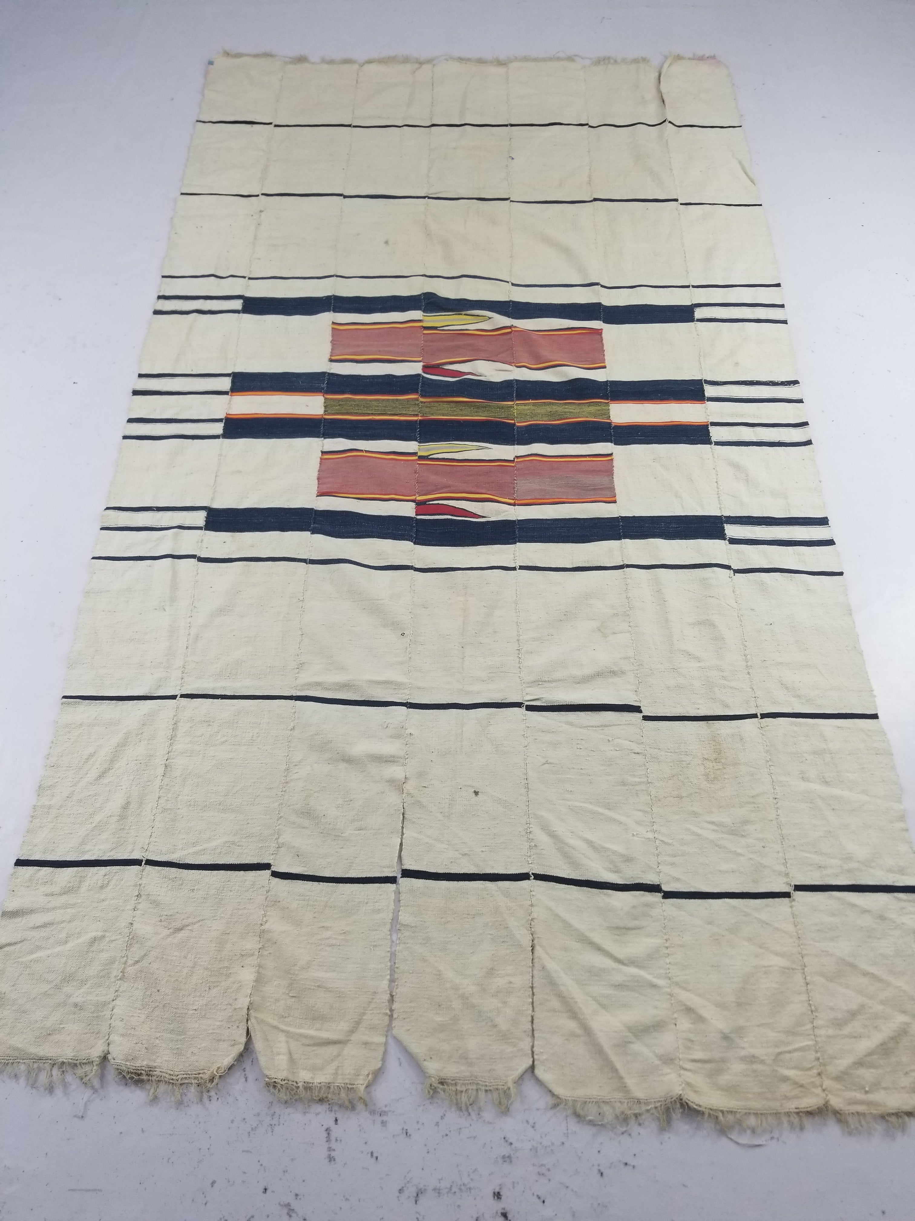 Vintage African Kente Cloth Handwoven Ghananian Textile 226x130cm