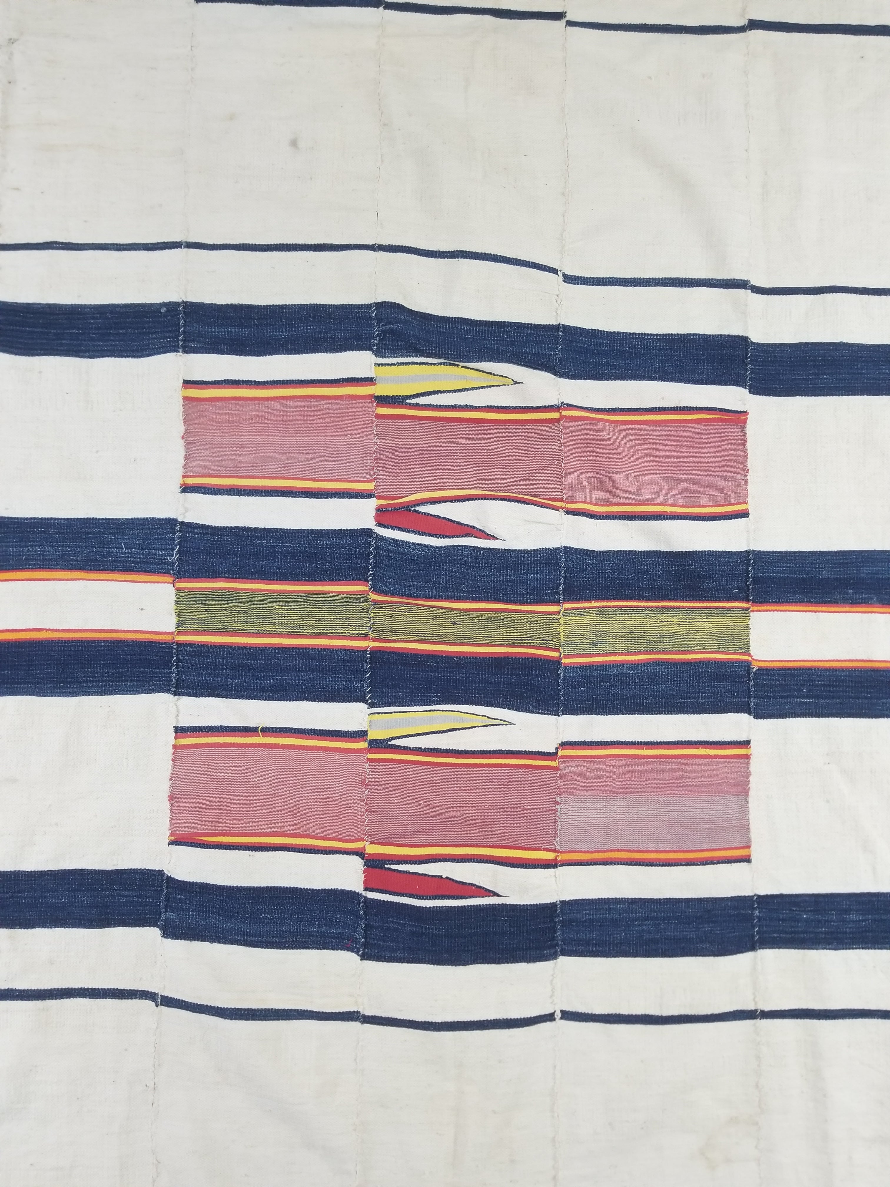 Vintage African Kente Cloth Handwoven Ghananian Textile 226x130cm