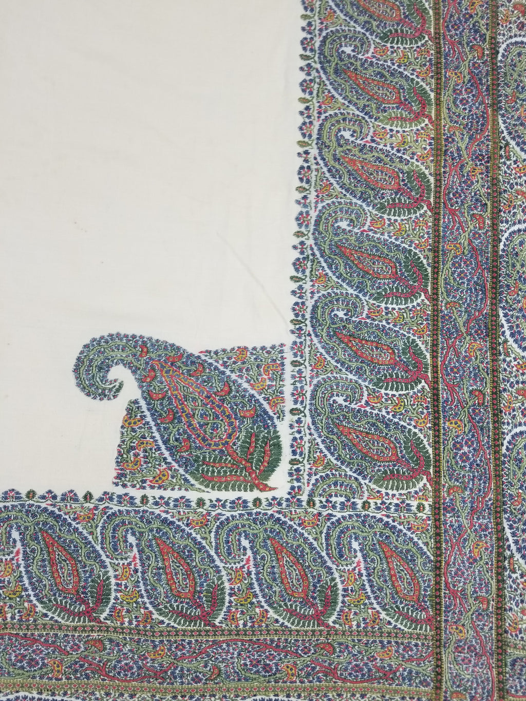 Antique Traditional Indian Kashmiri Paisley Jamawar Style Wool Shawl 170x163cm