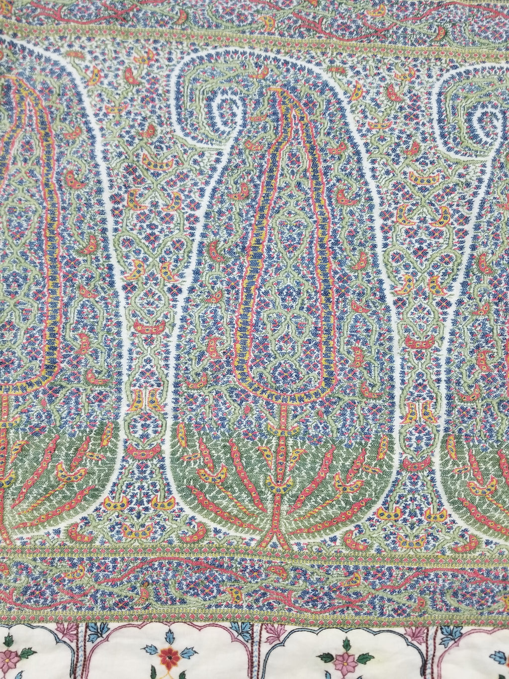 Antique Traditional Indian Kashmiri Paisley Jamawar Style Wool Shawl 170x163cm