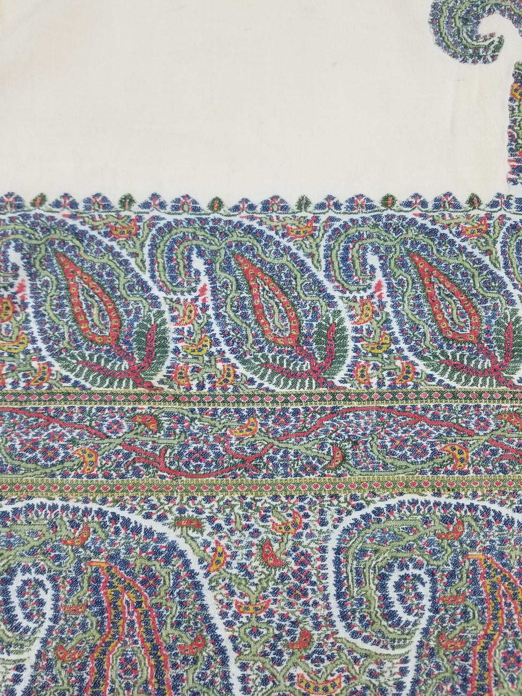 Antique Traditional Indian Kashmiri Paisley Jamawar Style Wool Shawl 170x163cm