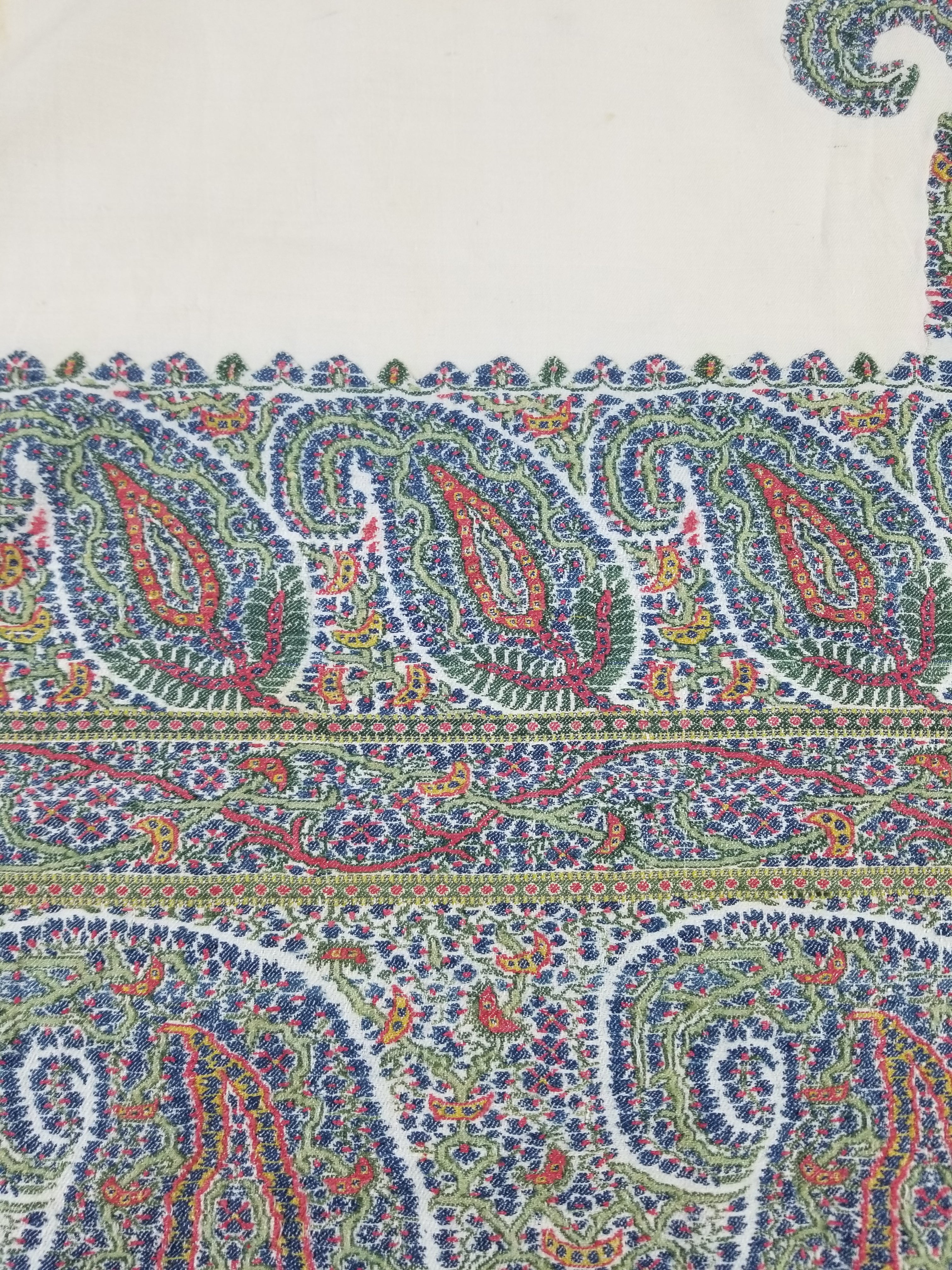 Antique Traditional Indian Kashmiri Paisley Jamawar Style Wool Shawl 170x163cm
