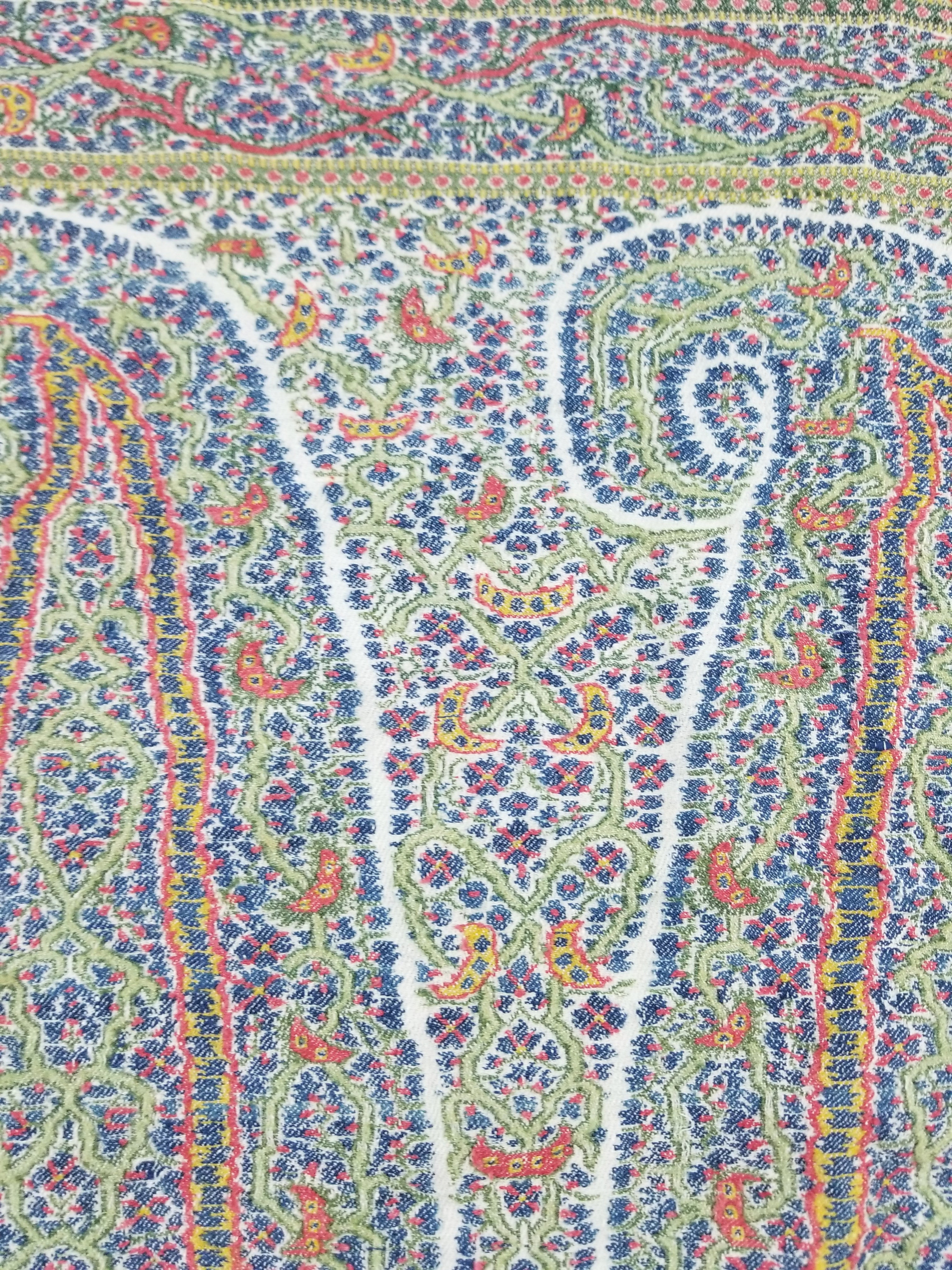 Antique Traditional Indian Kashmiri Paisley Jamawar Style Wool Shawl 170x163cm