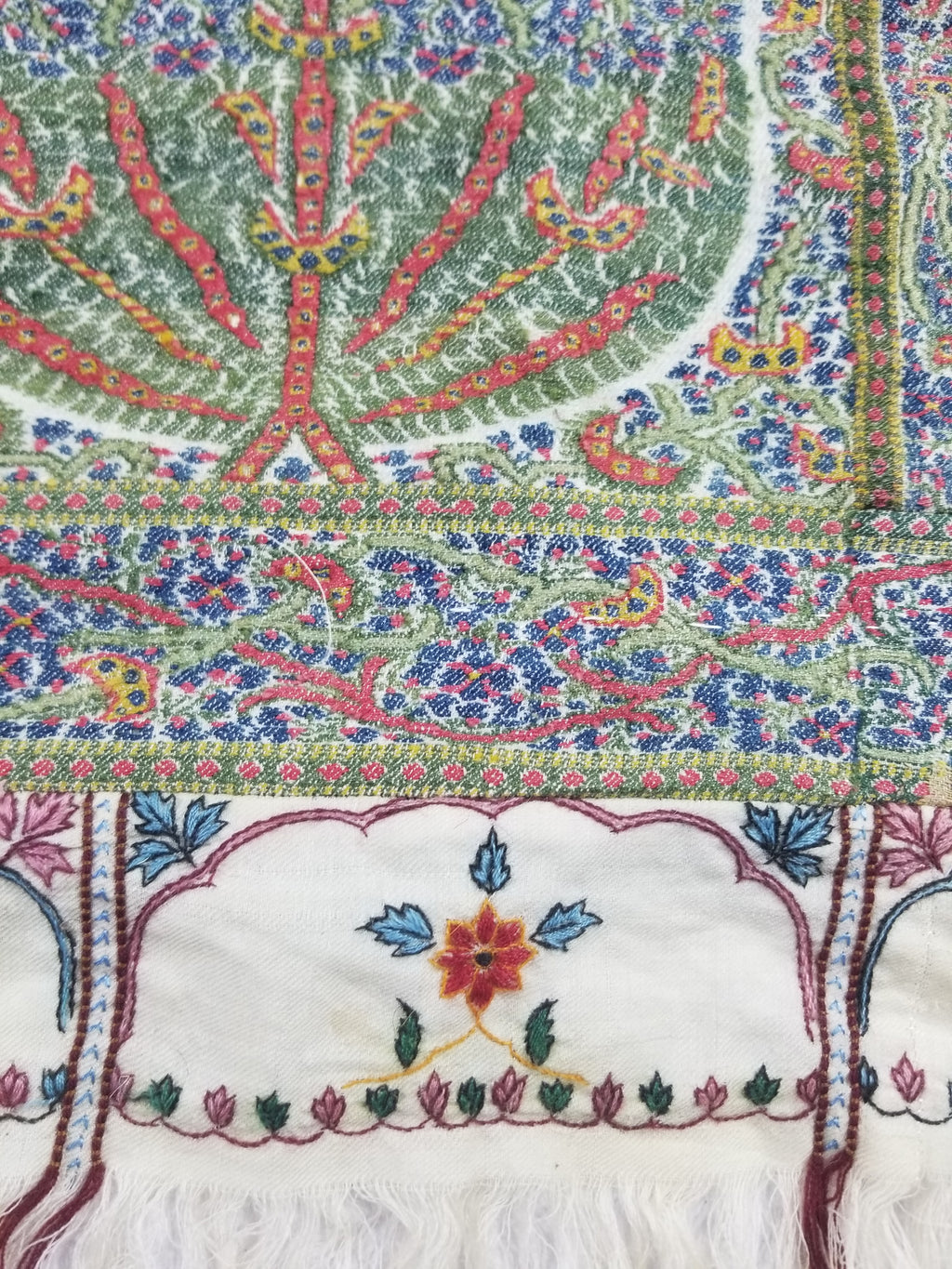 Antique Traditional Indian Kashmiri Paisley Jamawar Style Wool Shawl 170x163cm