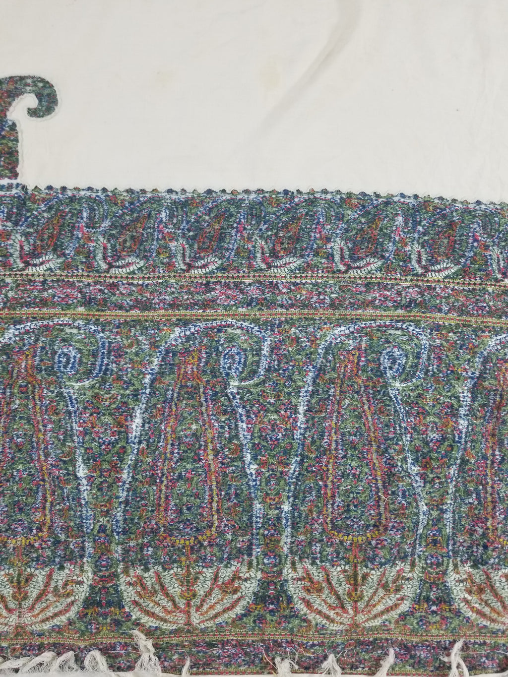 Antique Traditional Indian Kashmiri Paisley Jamawar Style Wool Shawl 170x163cm