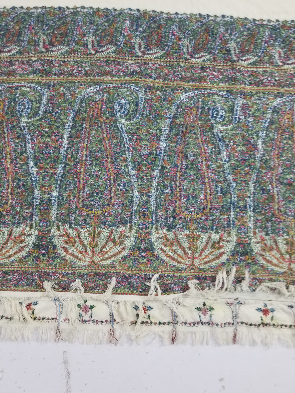 Antique Traditional Indian Kashmiri Paisley Jamawar Style Wool Shawl 170x163cm
