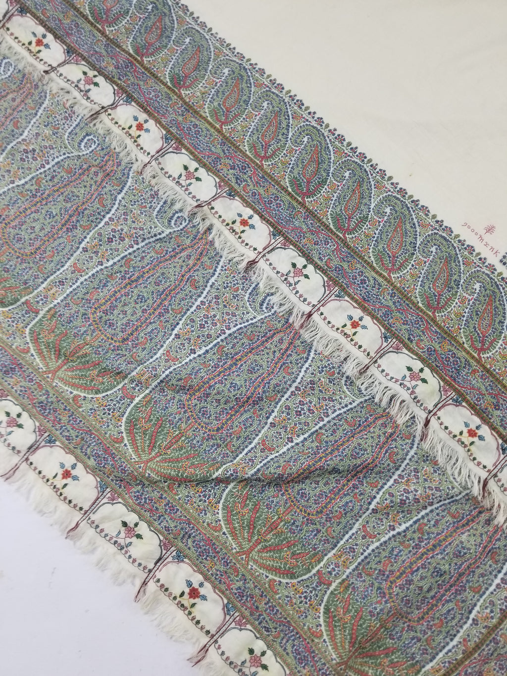 Antique Traditional Indian Kashmiri Paisley Jamawar Style Wool Shawl 170x163cm