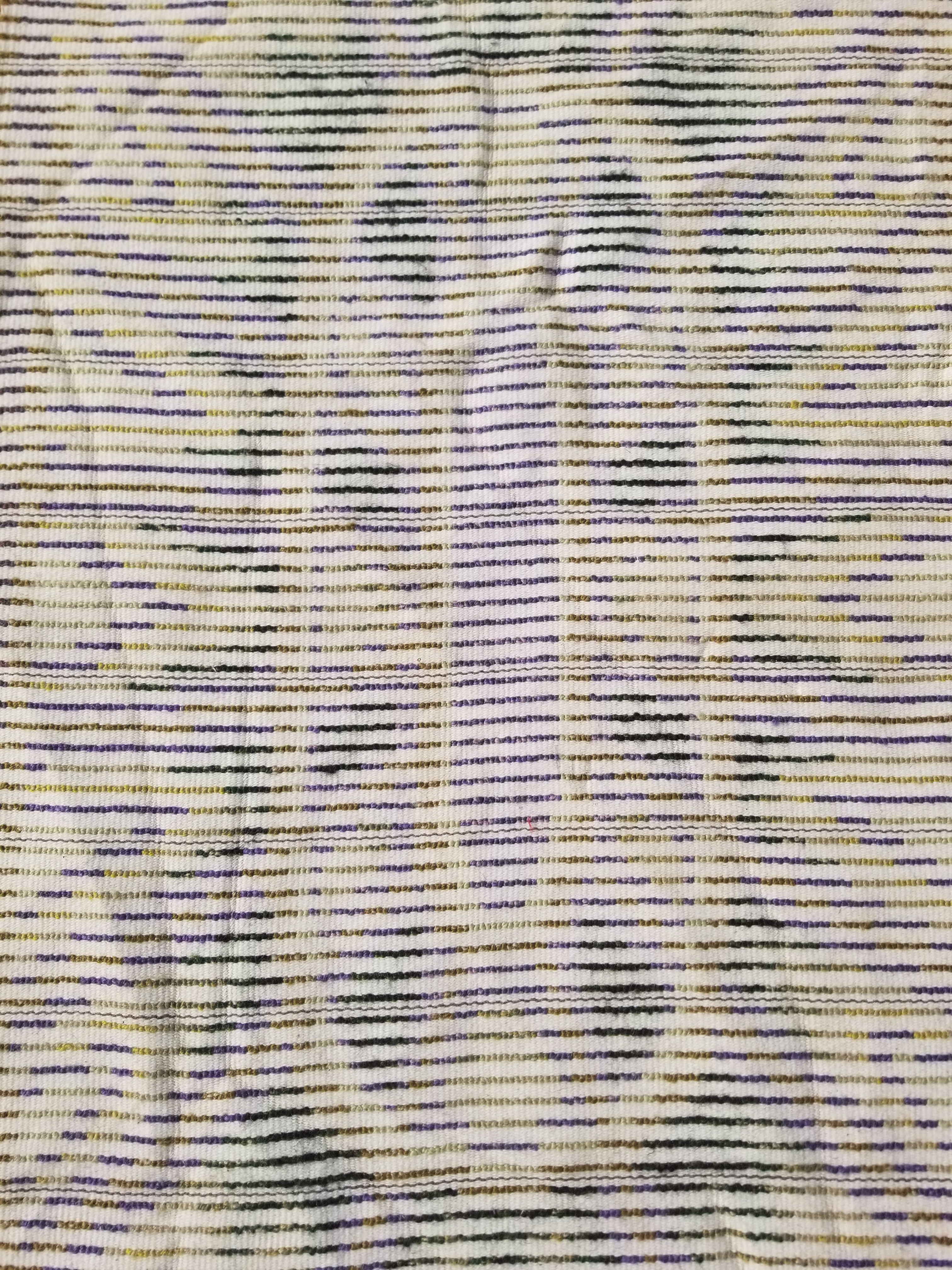 Vintage Traditional Handwoven Swedish Abstract Design Wool Rya Shag Rug 140x73cm