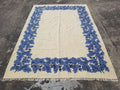 Vintage Traditional Handwoven Scandinavian Floral Border Wool Kilim 242x169cm