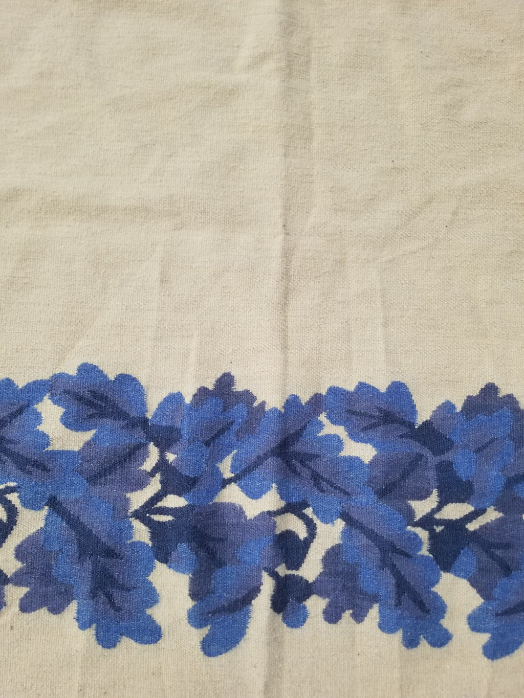 Vintage Traditional Handwoven Scandinavian Floral Border Wool Kilim 242x169cm