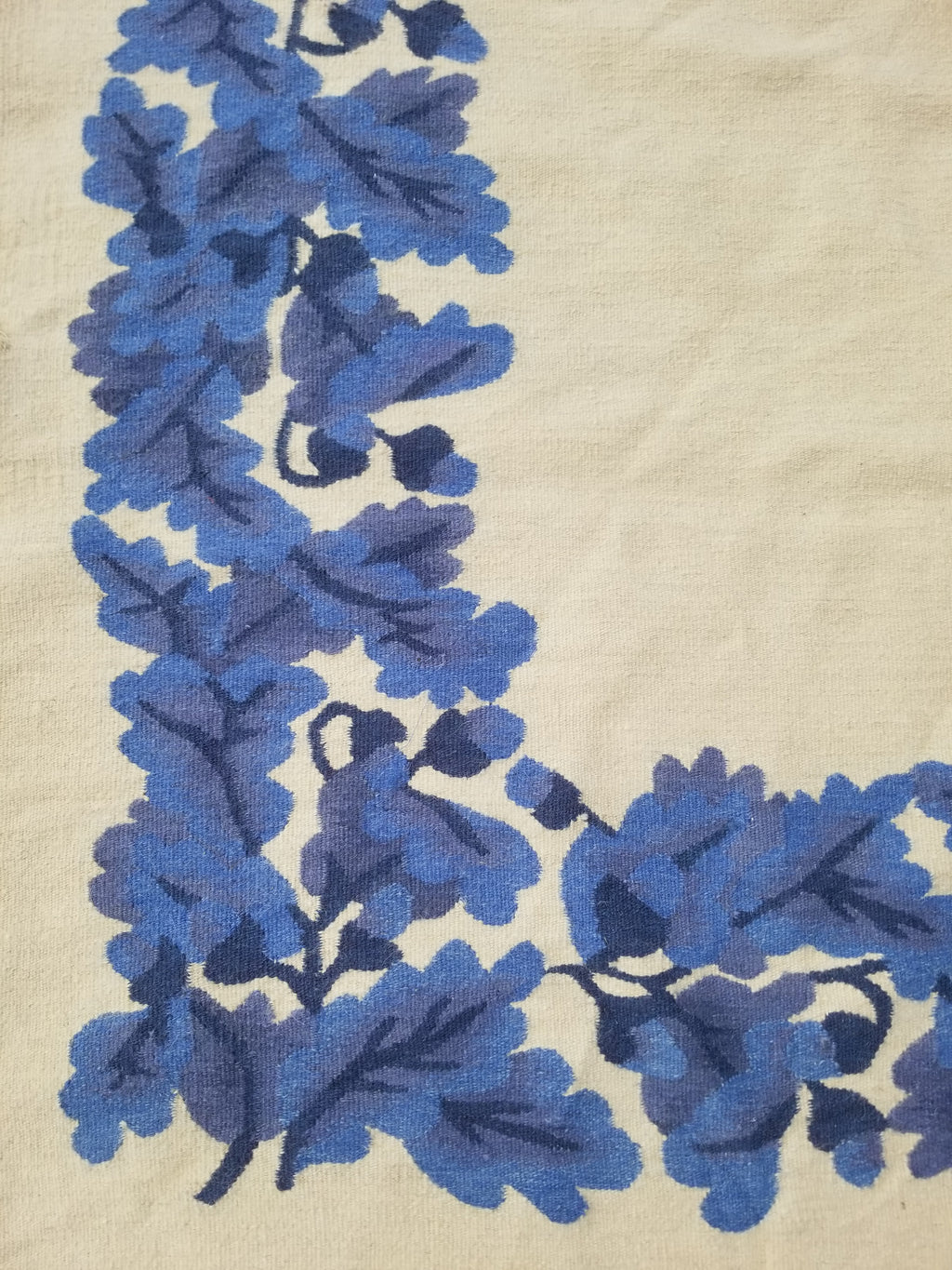 Vintage Traditional Handwoven Scandinavian Floral Border Wool Kilim 242x169cm