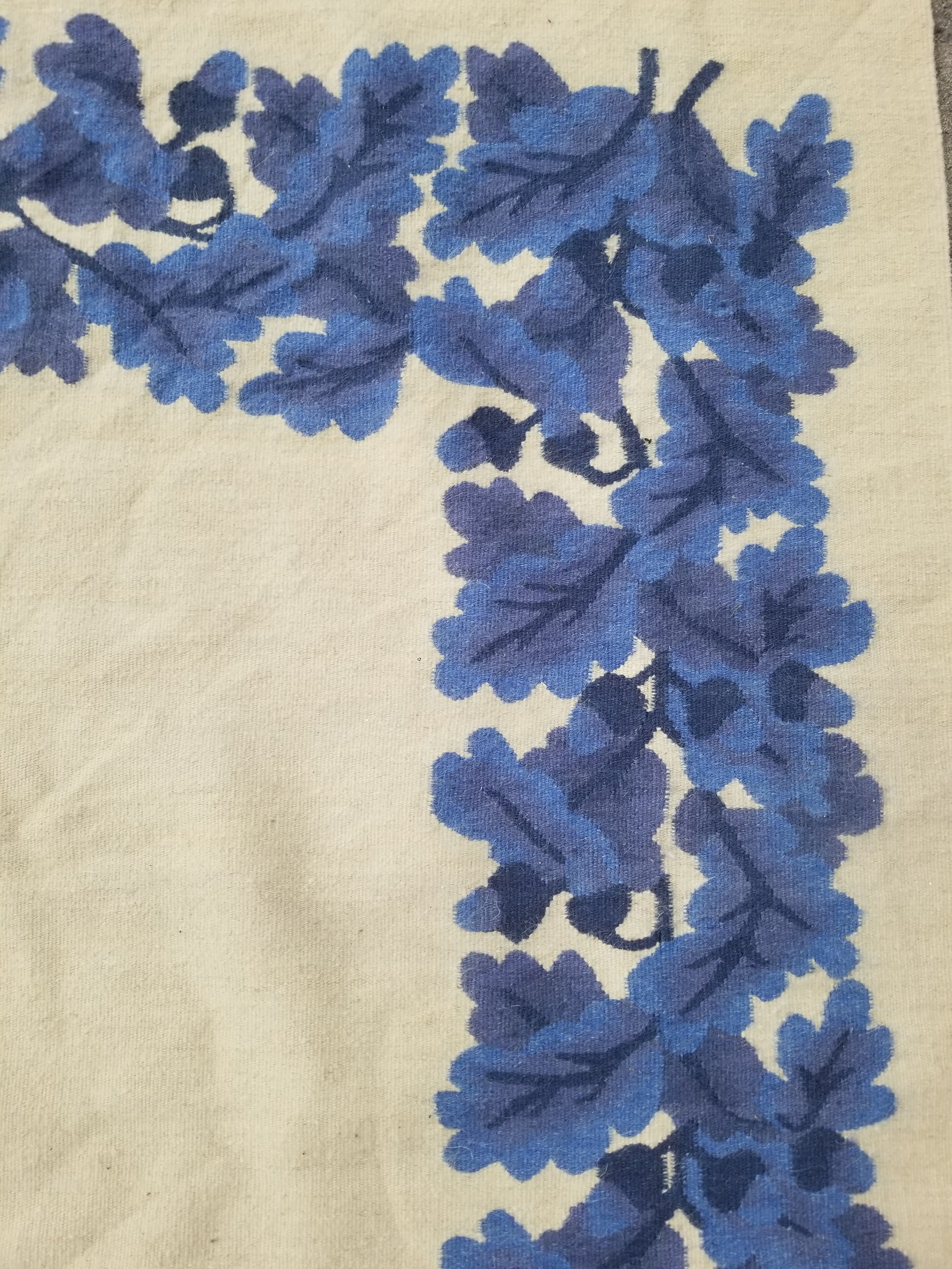 Vintage Traditional Handwoven Scandinavian Floral Border Wool Kilim 242x169cm