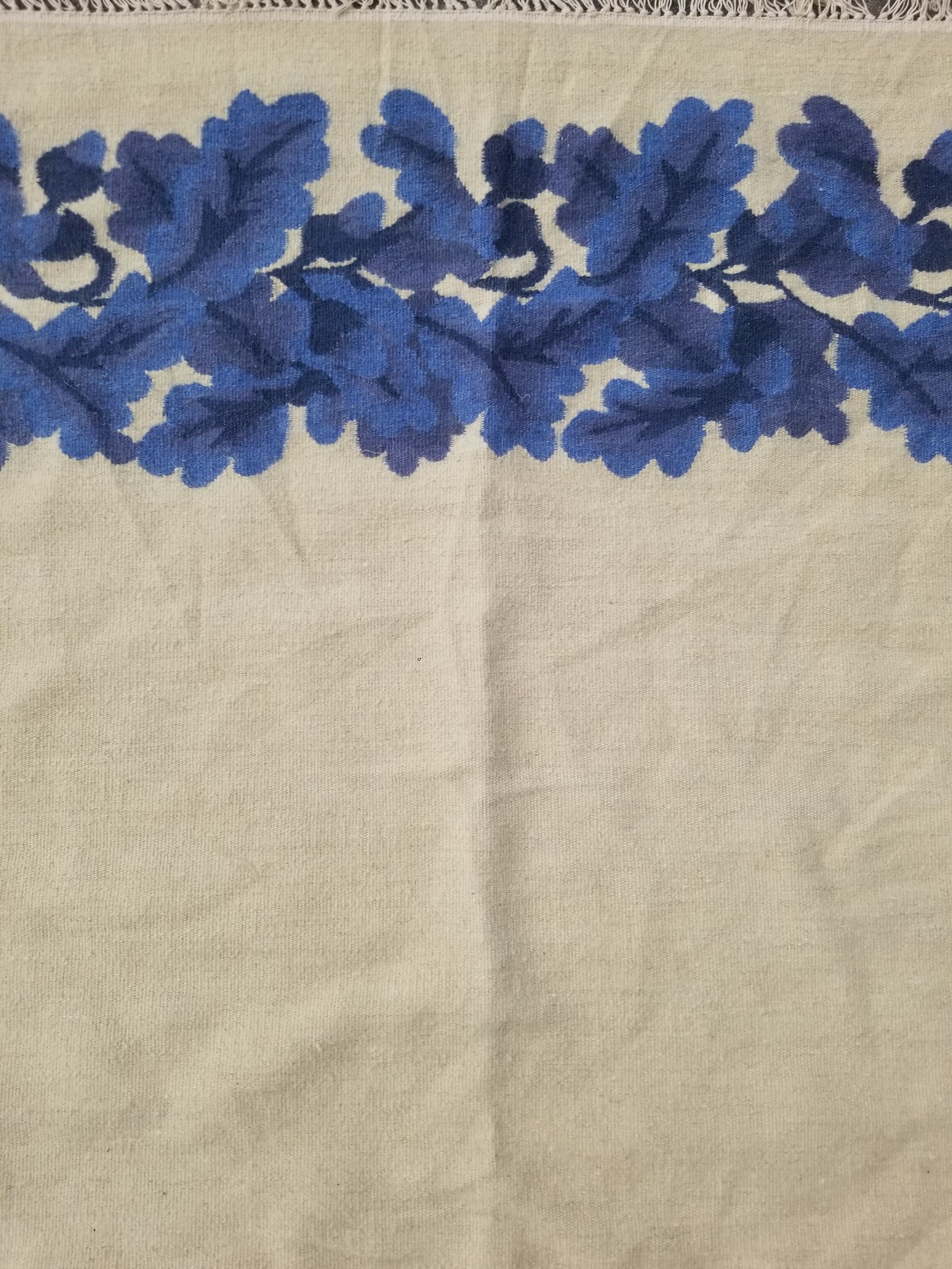 Vintage Traditional Handwoven Scandinavian Floral Border Wool Kilim 242x169cm