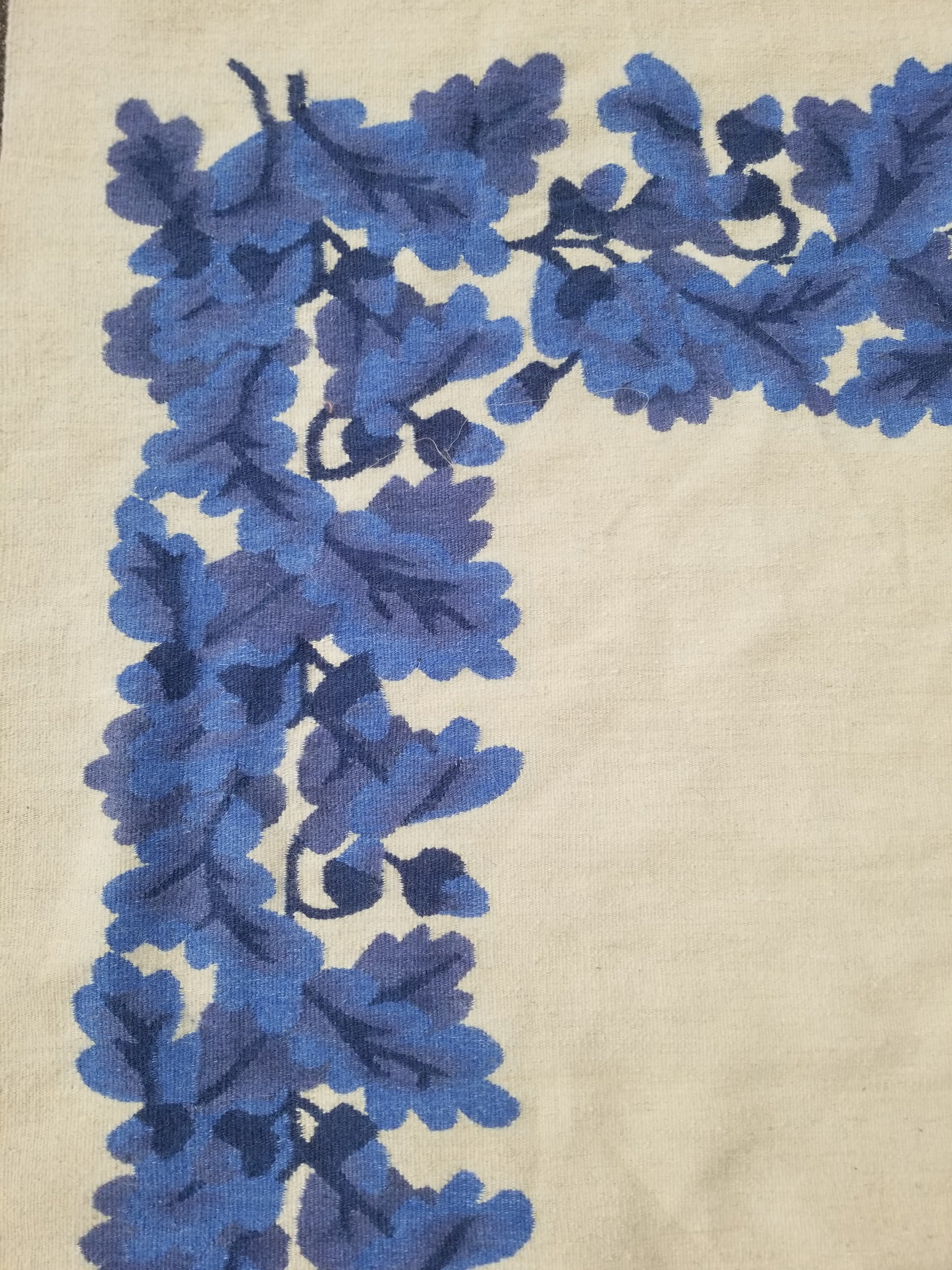 Vintage Traditional Handwoven Scandinavian Floral Border Wool Kilim 242x169cm