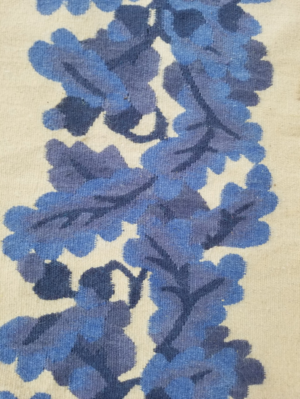 Vintage Traditional Handwoven Scandinavian Floral Border Wool Kilim 242x169cm
