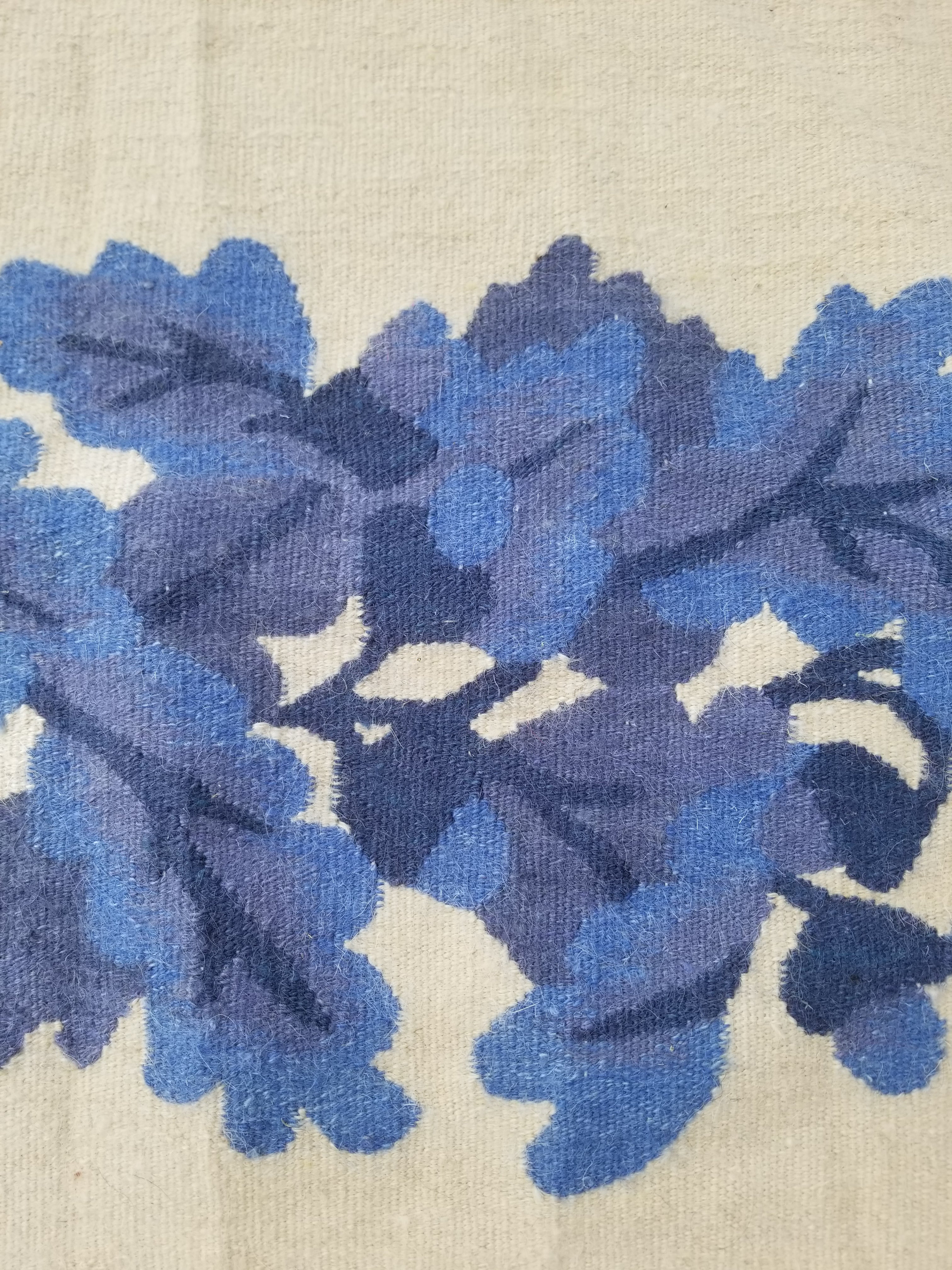 Vintage Traditional Handwoven Scandinavian Floral Border Wool Kilim 242x169cm