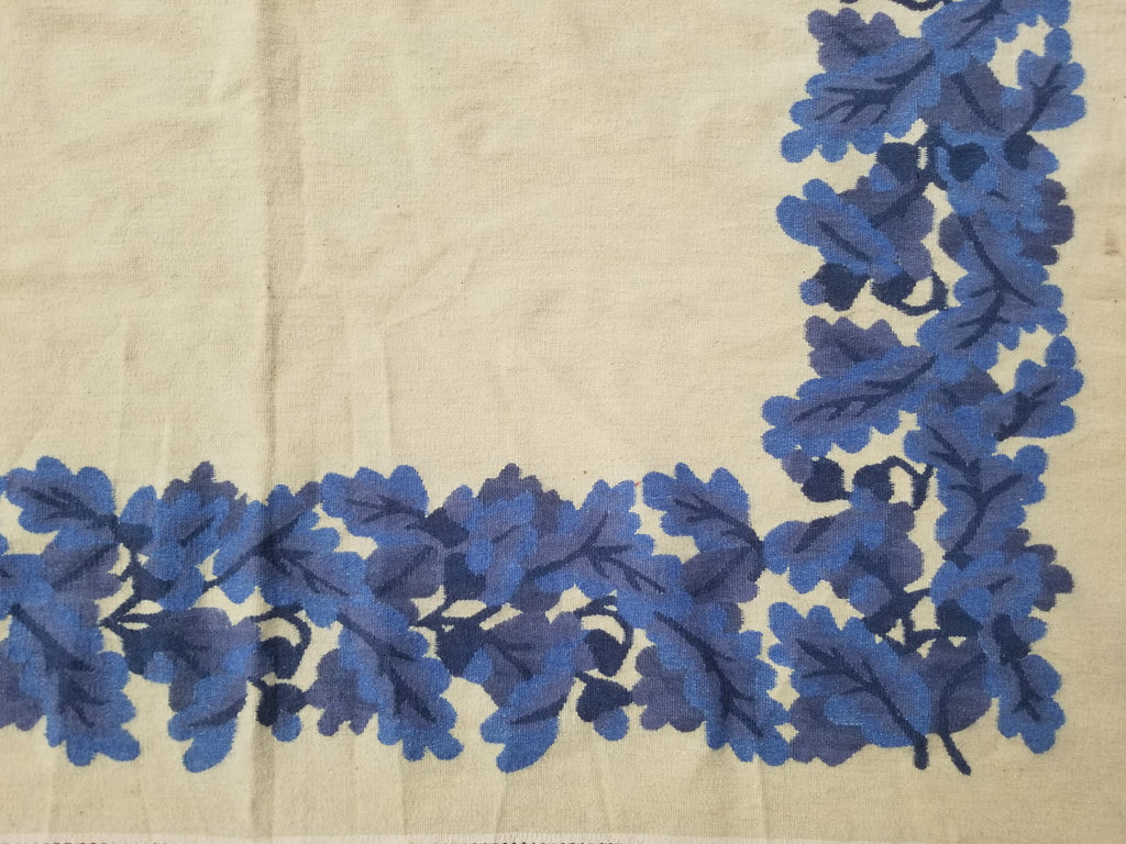 Vintage Traditional Handwoven Scandinavian Floral Border Wool Kilim 242x169cm