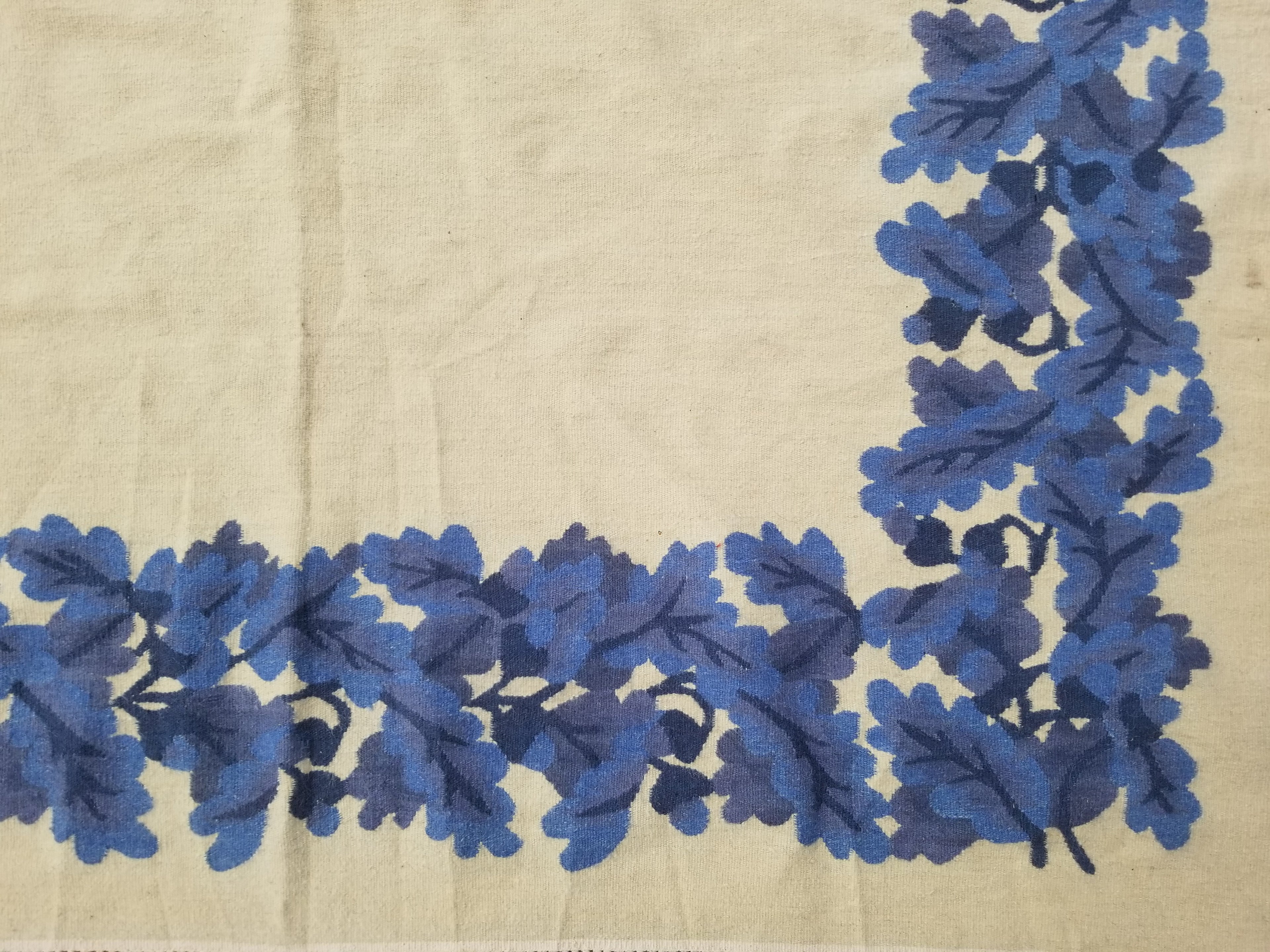 Vintage Traditional Handwoven Scandinavian Floral Border Wool Kilim 242x169cm