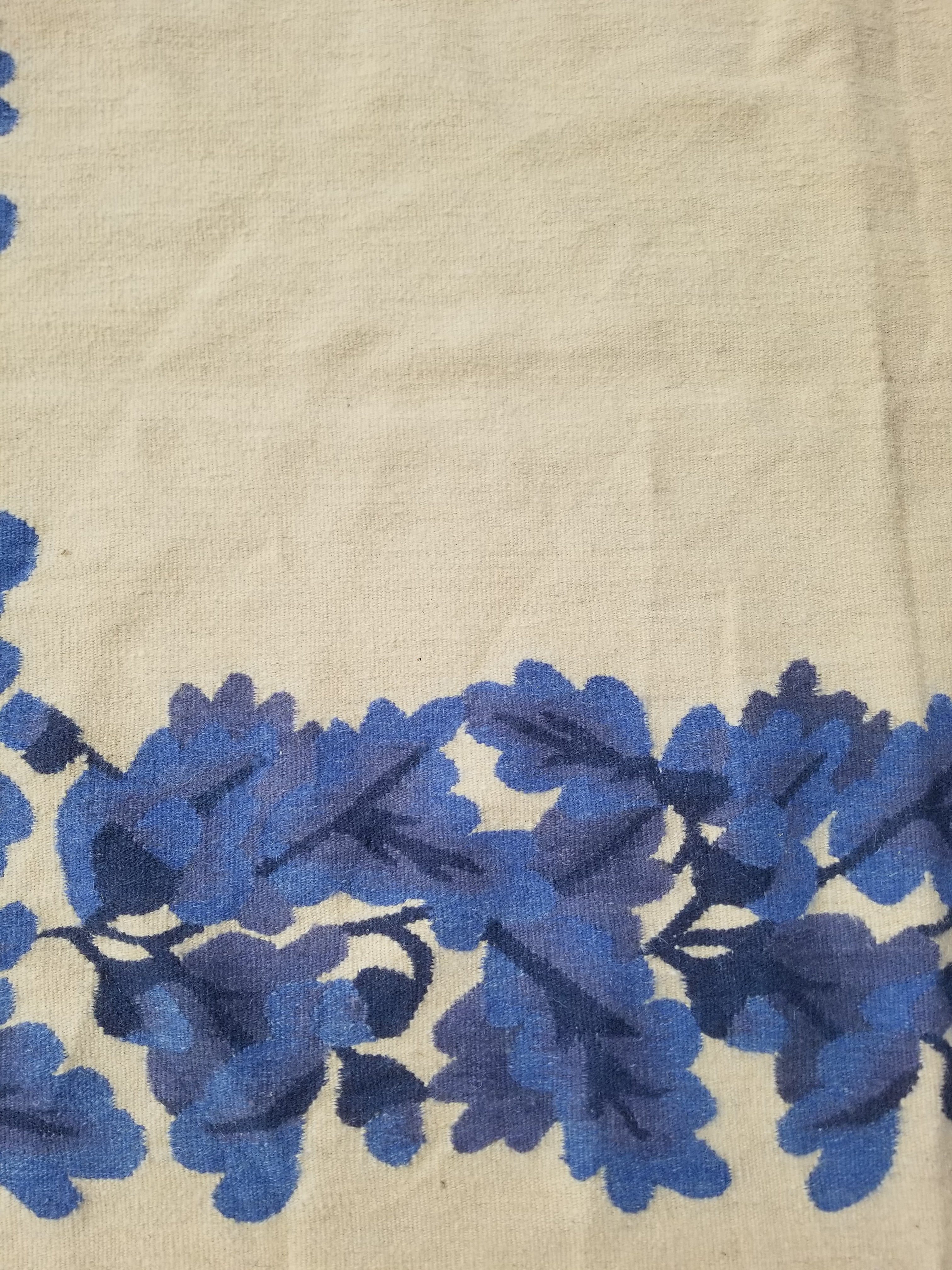 Vintage Traditional Handwoven Scandinavian Floral Border Wool Kilim 242x169cm