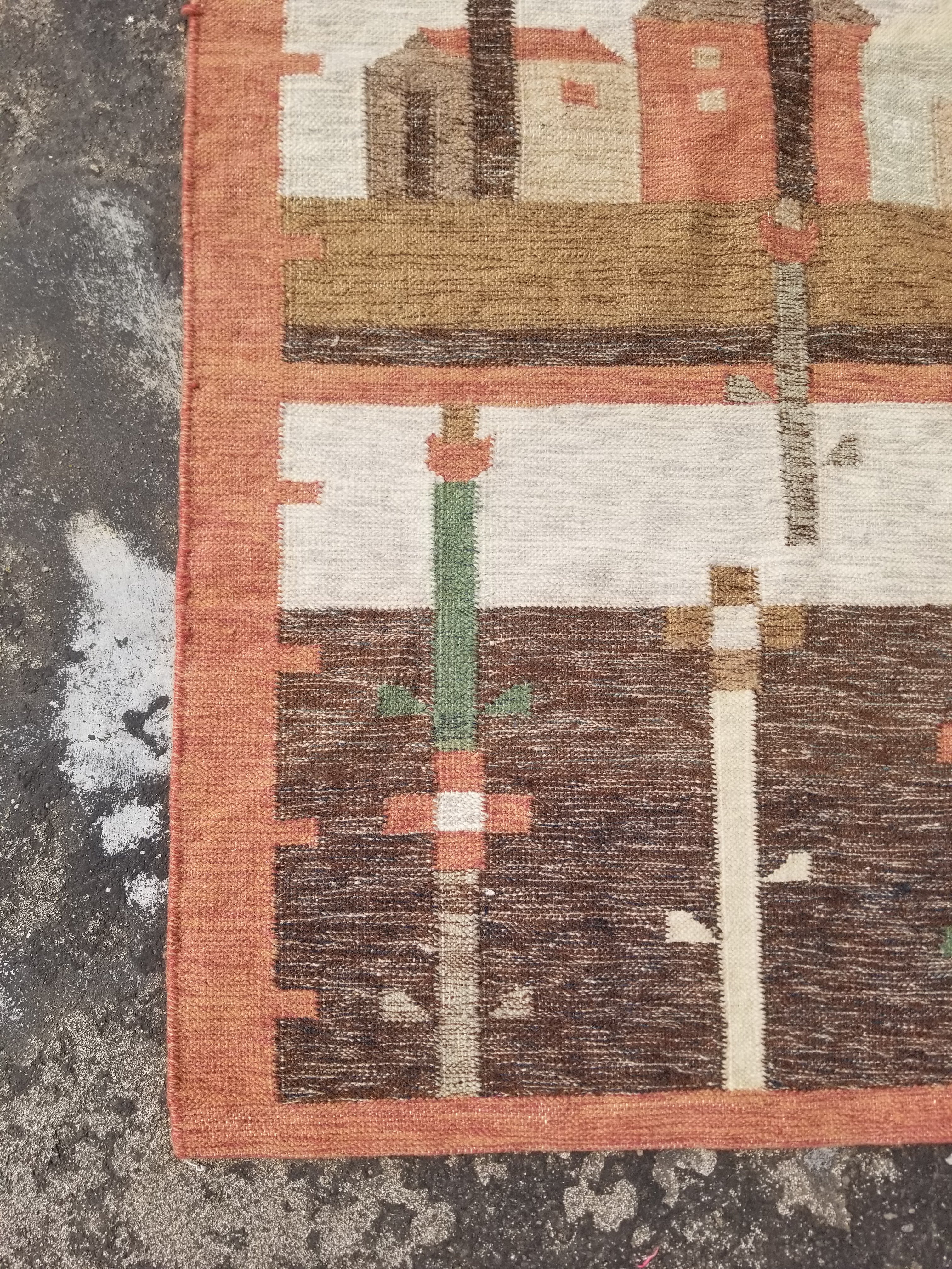 Vintage Traditional Handwoven Polish Folk Art Wool Kilim Tapestry 148x93cm