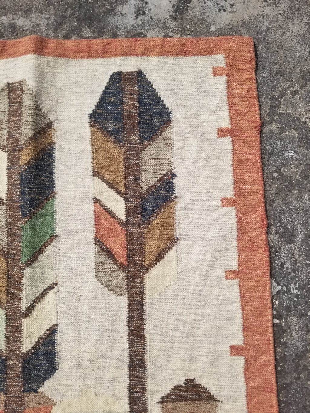 Vintage Traditional Handwoven Polish Folk Art Wool Kilim Tapestry 148x93cm