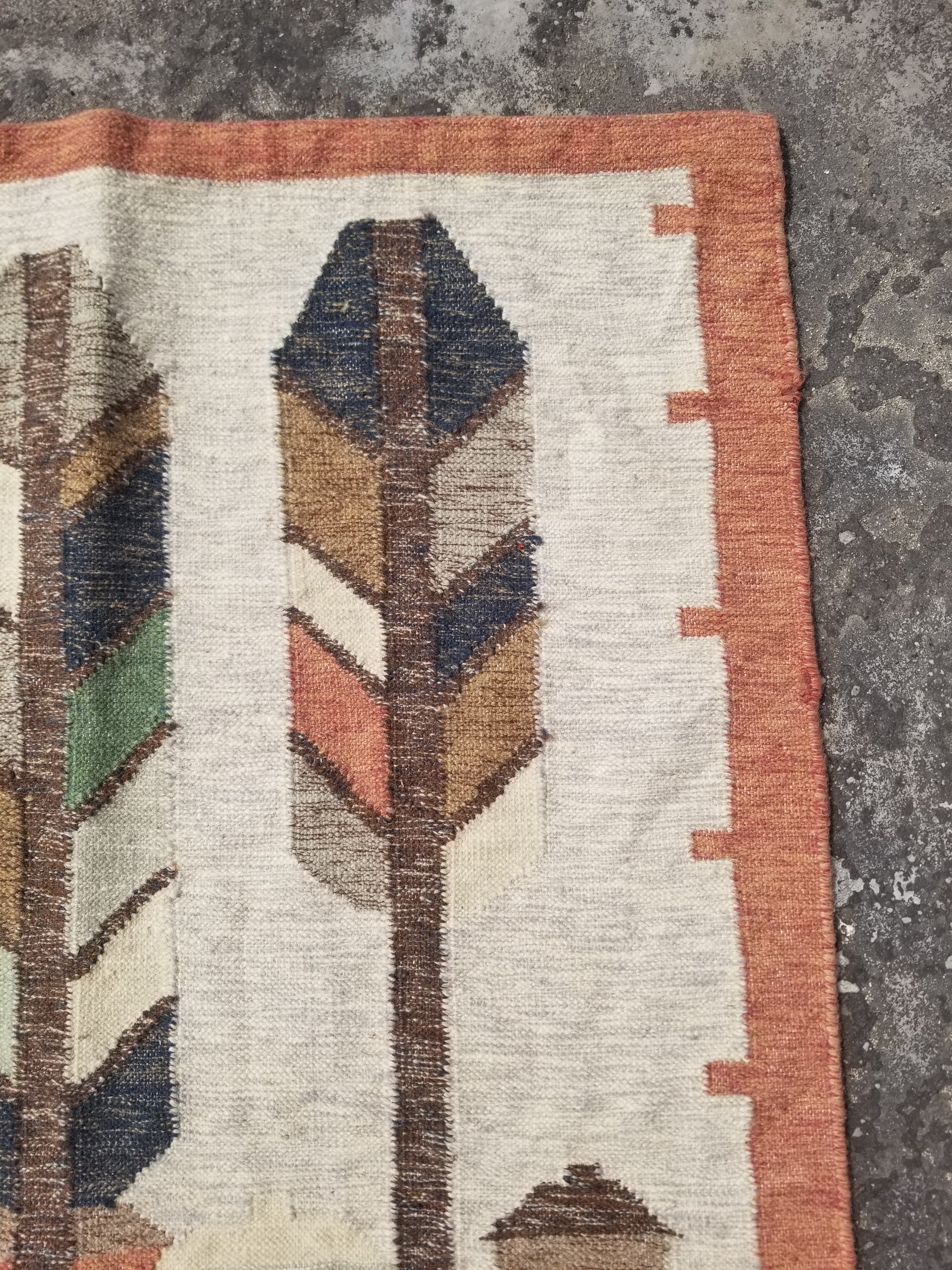 Vintage Traditional Handwoven Polish Folk Art Wool Kilim Tapestry 148x93cm