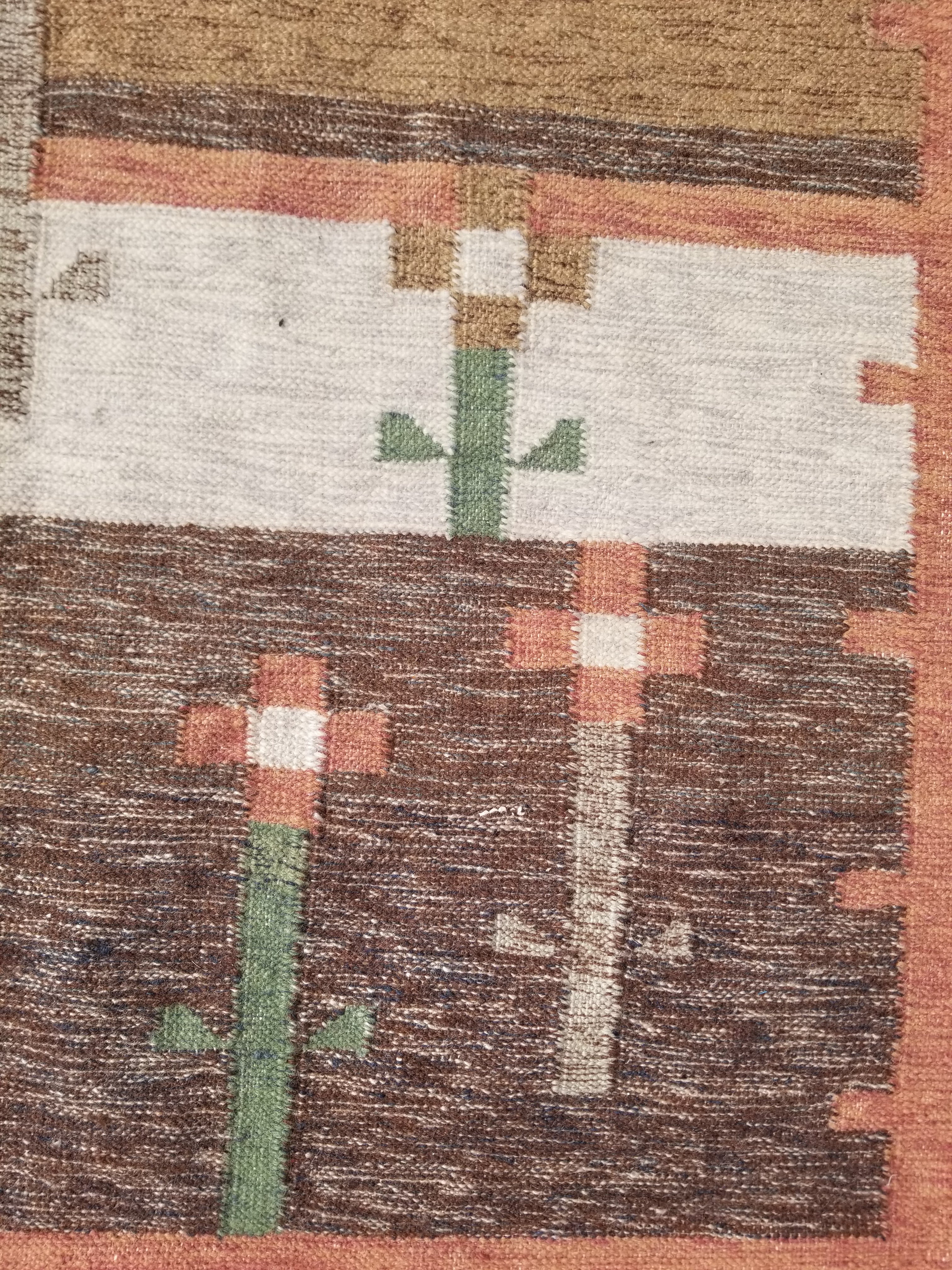 Vintage Traditional Handwoven Polish Folk Art Wool Kilim Tapestry 148x93cm