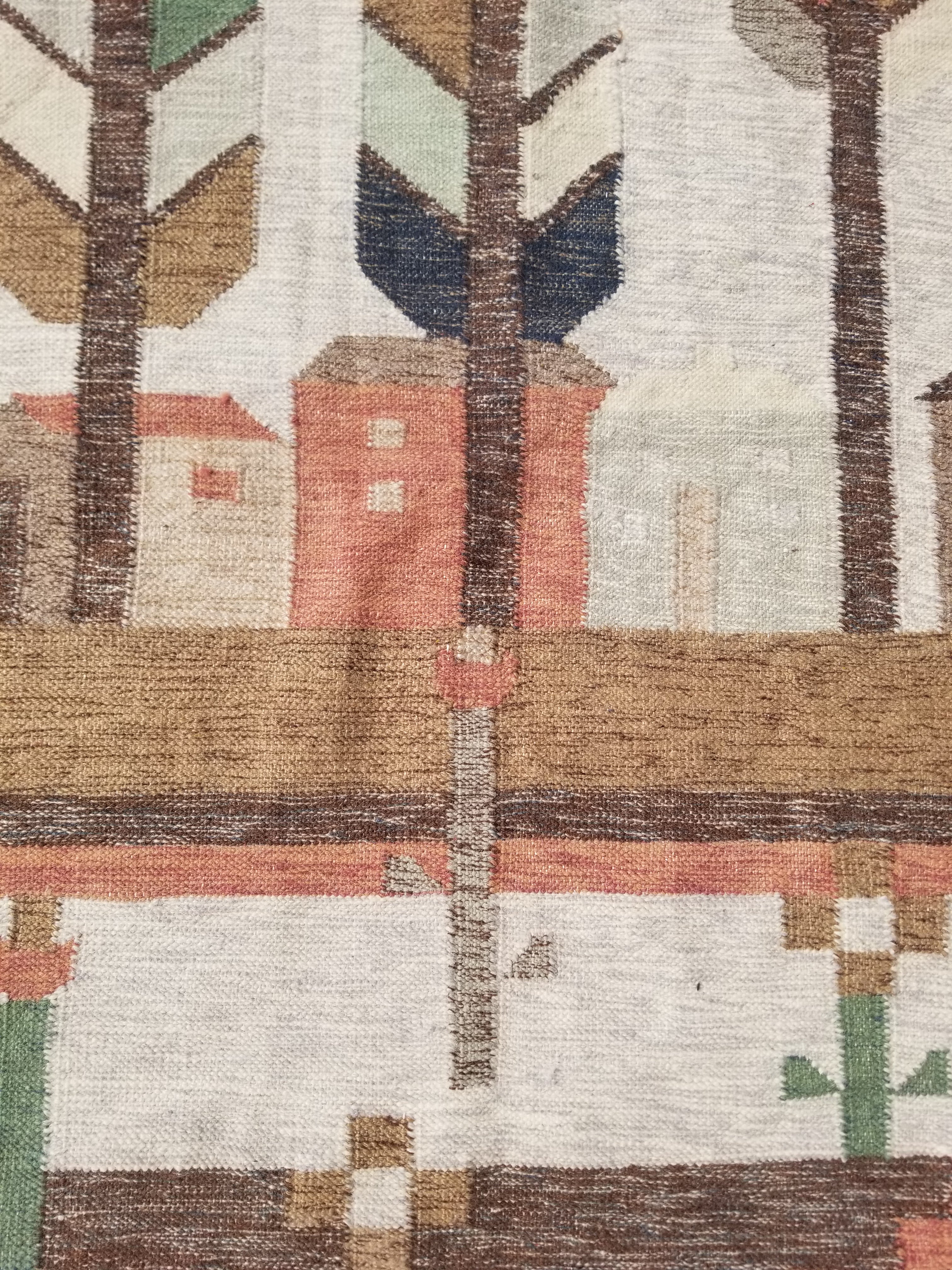 Vintage Traditional Handwoven Polish Folk Art Wool Kilim Tapestry 148x93cm