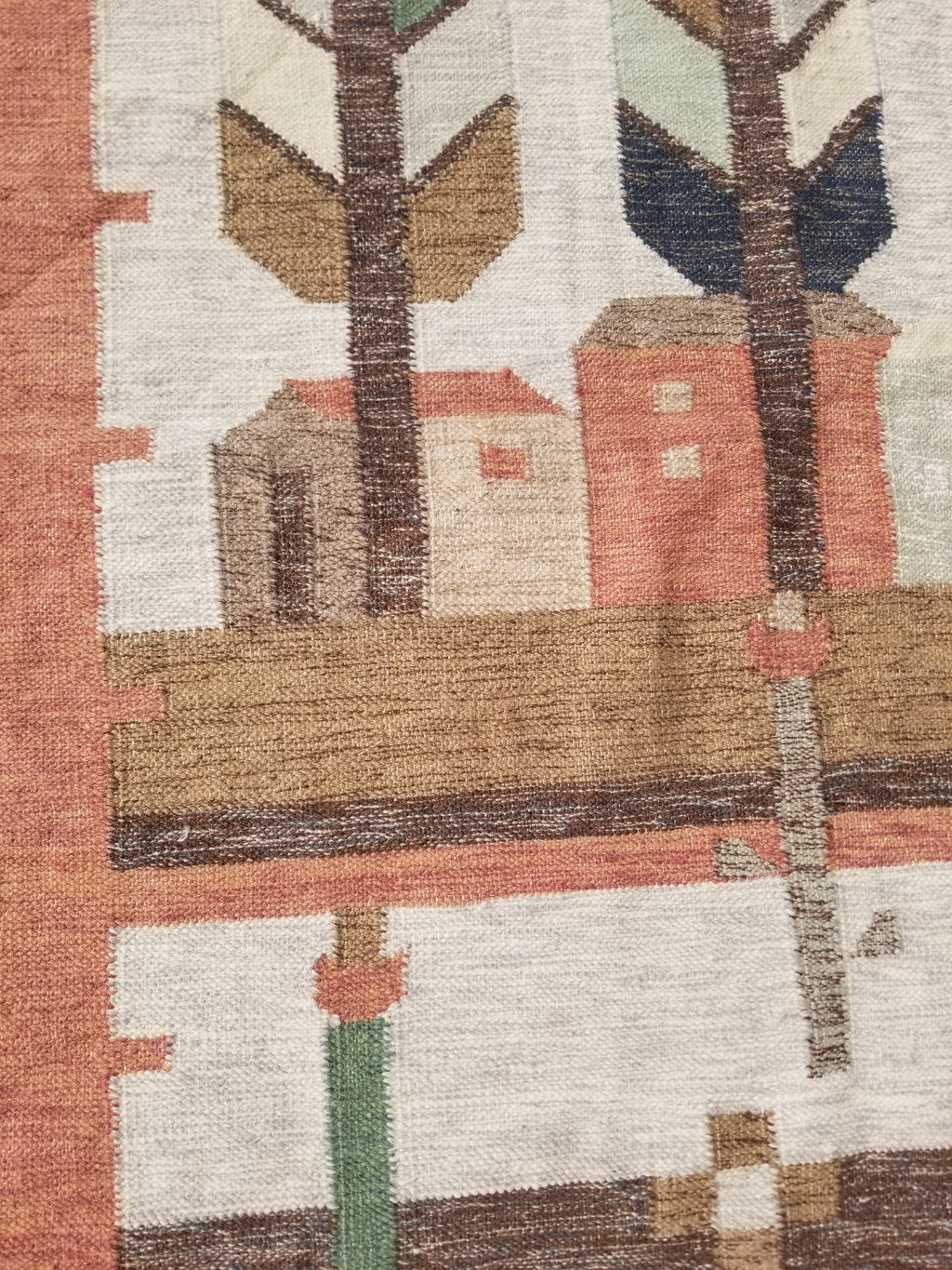 Vintage Traditional Handwoven Polish Folk Art Wool Kilim Tapestry 148x93cm