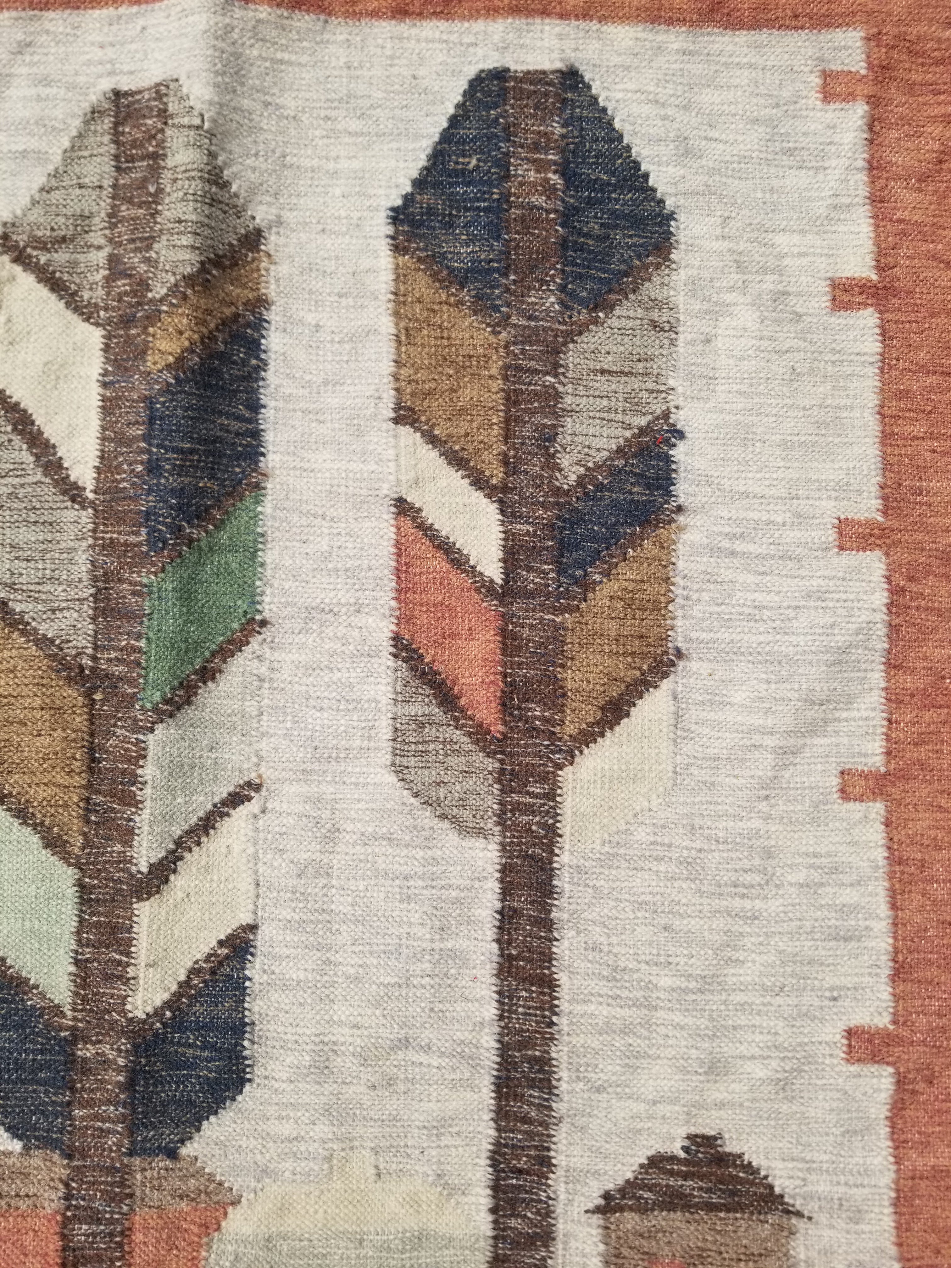 Vintage Traditional Handwoven Polish Folk Art Wool Kilim Tapestry 148x93cm