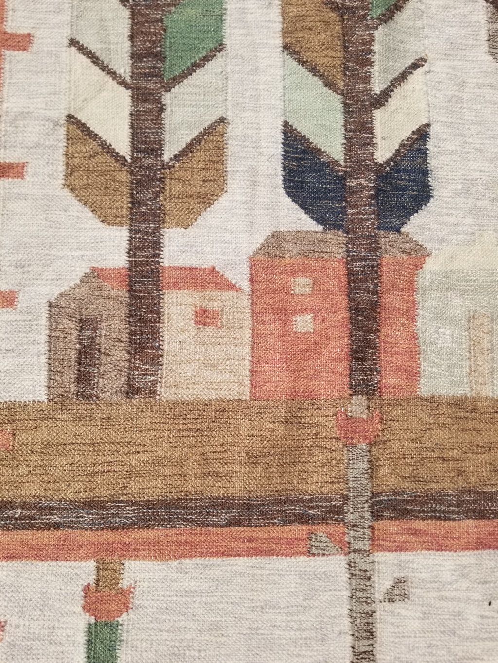 Vintage Traditional Handwoven Polish Folk Art Wool Kilim Tapestry 148x93cm