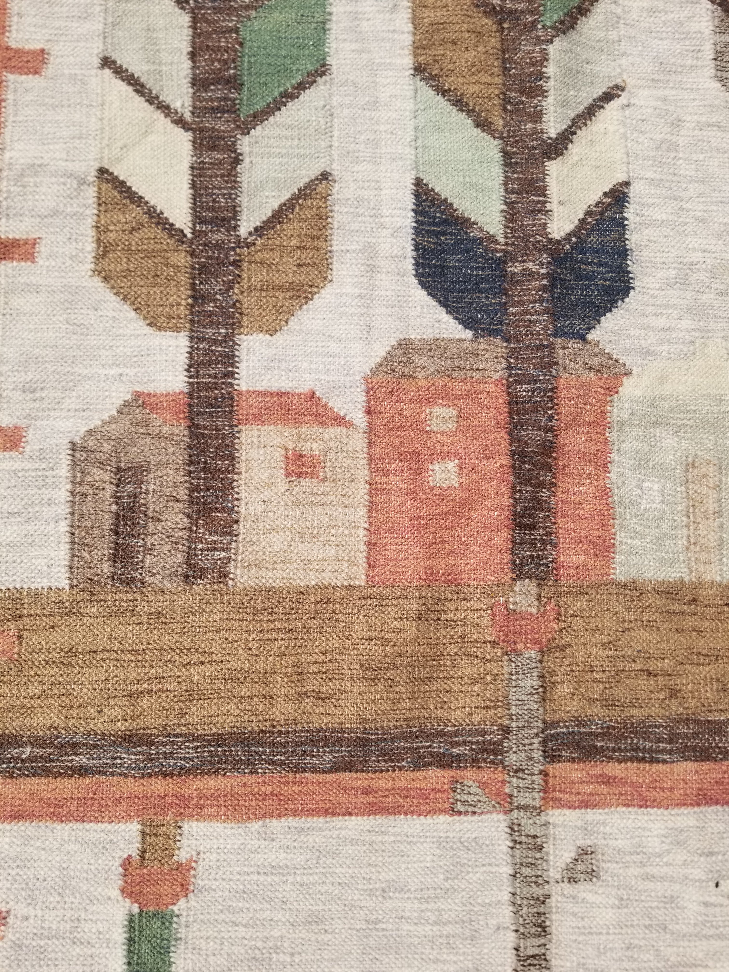 Vintage Traditional Handwoven Polish Folk Art Wool Kilim Tapestry 148x93cm
