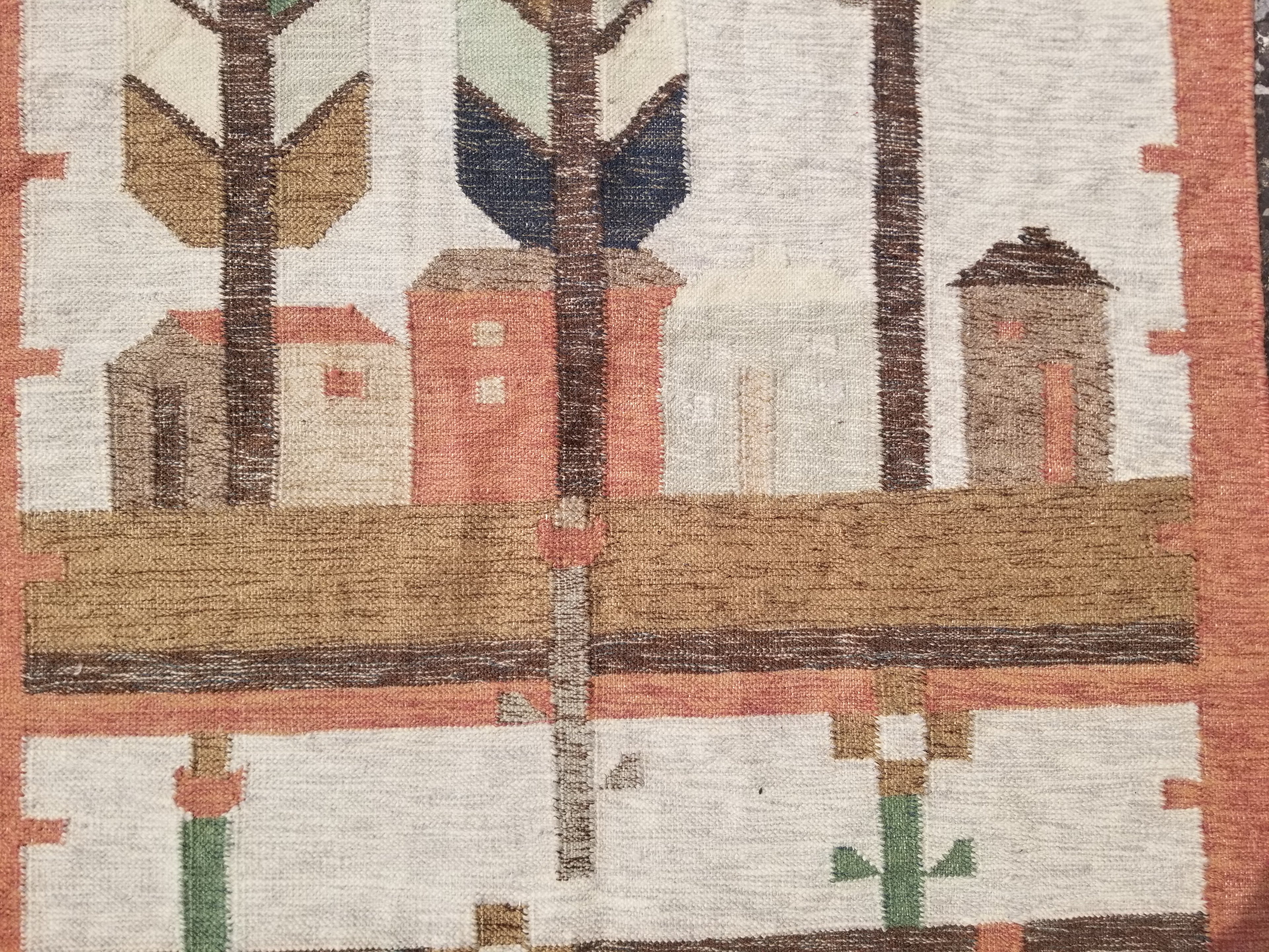 Vintage Traditional Handwoven Polish Folk Art Wool Kilim Tapestry 148x93cm
