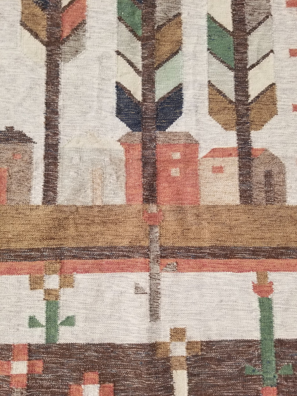 Vintage Traditional Handwoven Polish Folk Art Wool Kilim Tapestry 148x93cm