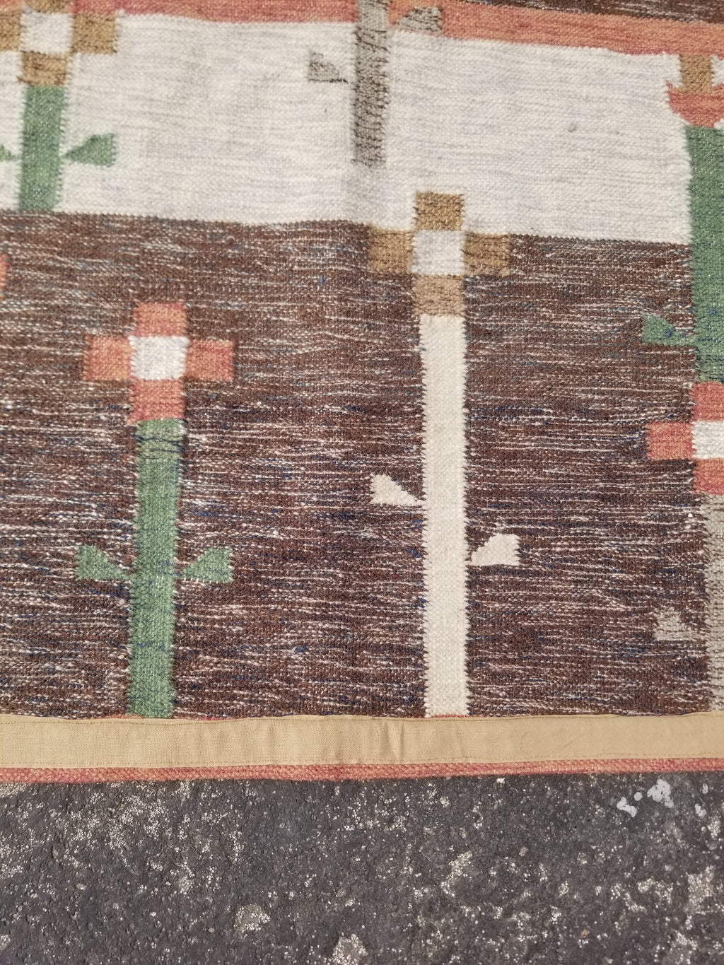 Vintage Traditional Handwoven Polish Folk Art Wool Kilim Tapestry 148x93cm