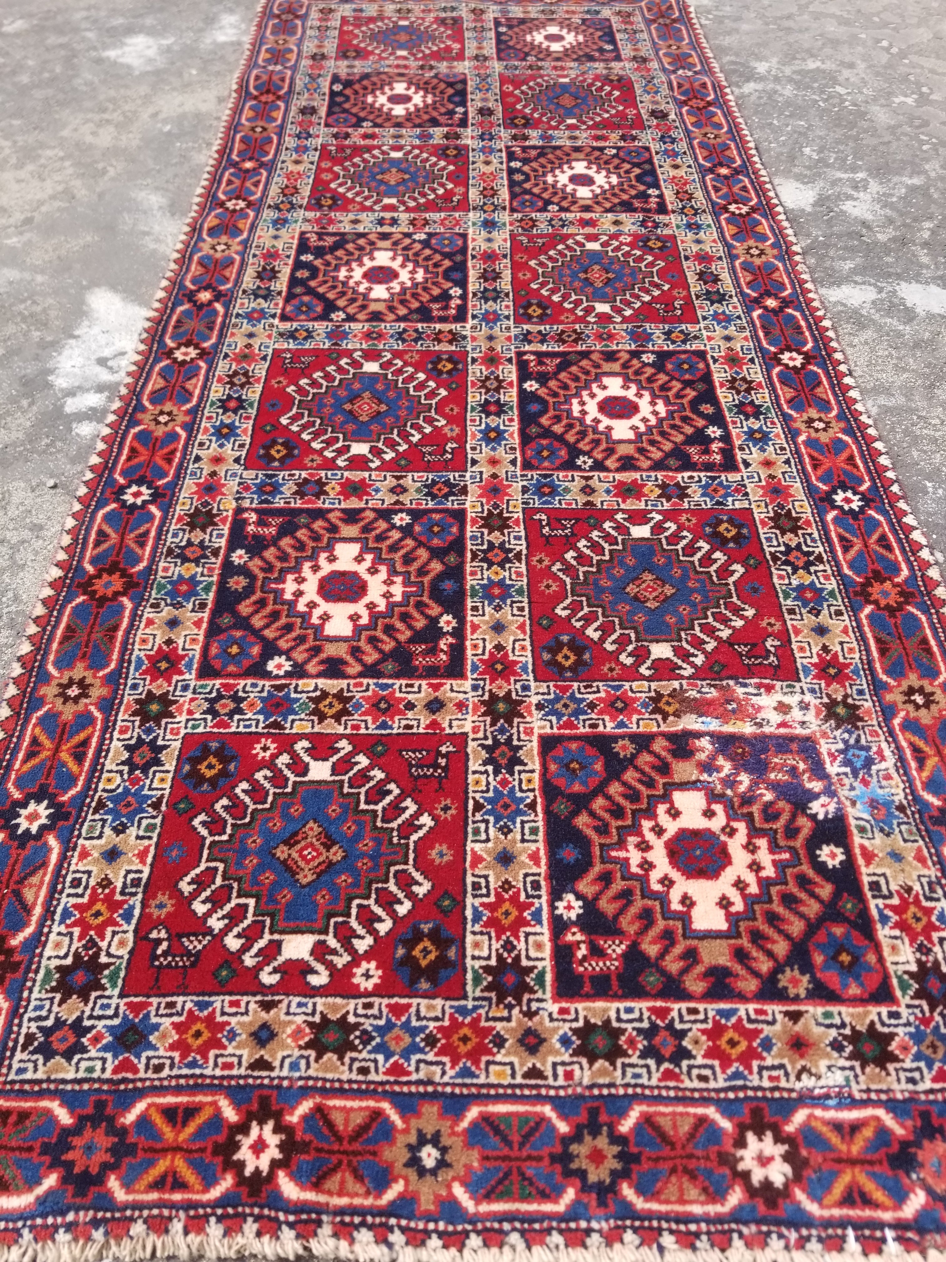 Vintage Traditional Handwoven Yalameh Wool Multicolor Rug Runner 190x74cm