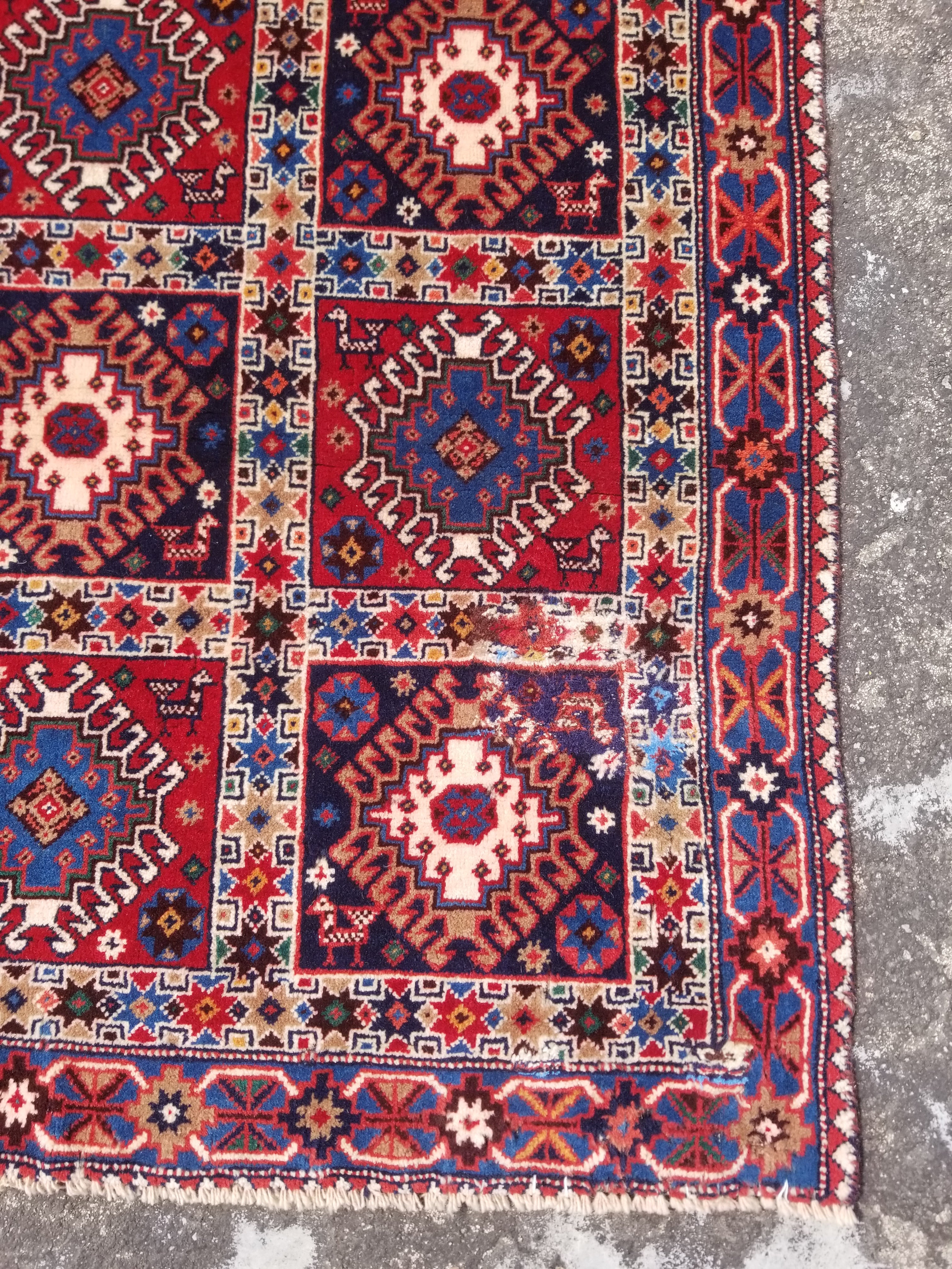 Vintage Traditional Handwoven Yalameh Wool Multicolor Rug Runner 190x74cm
