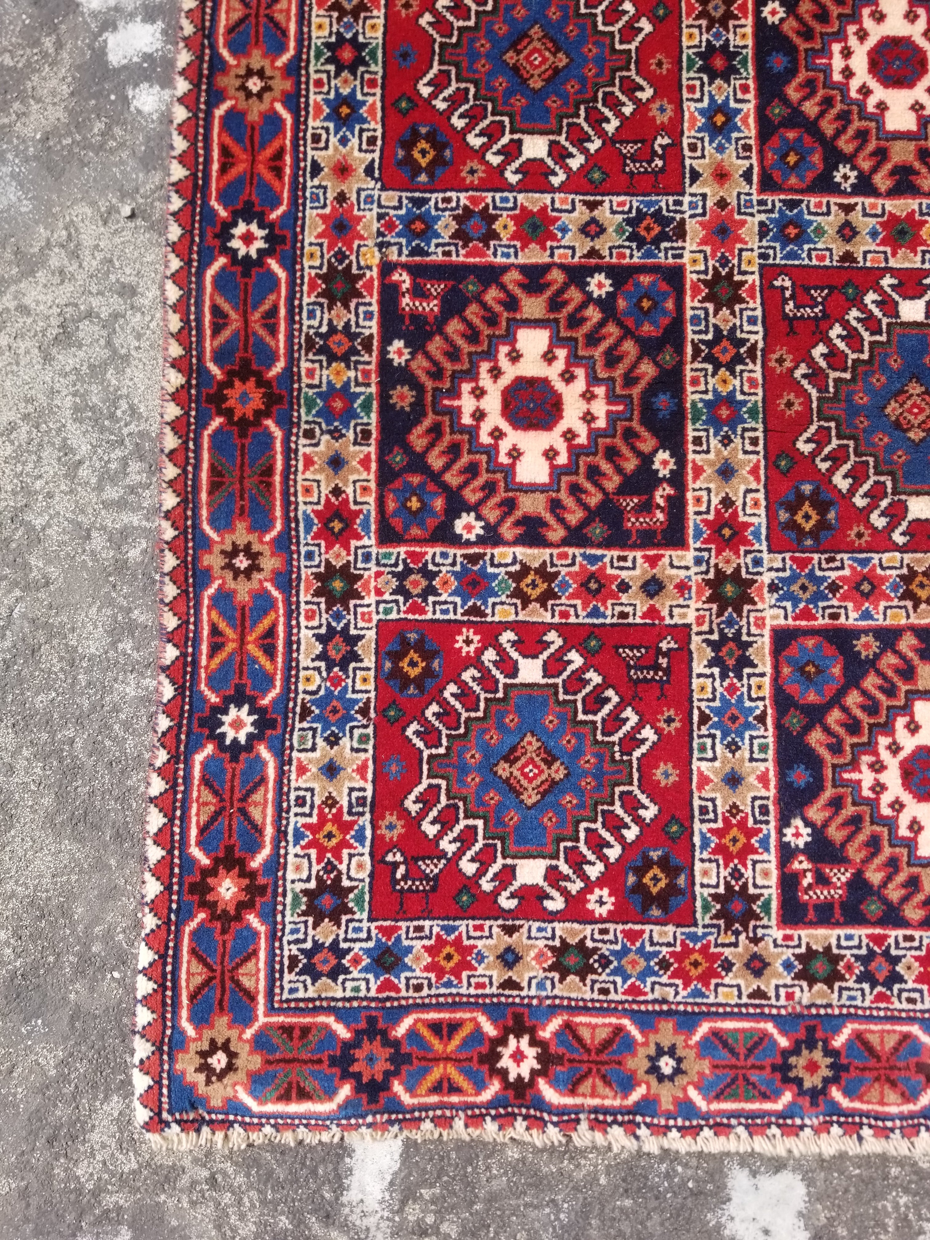 Vintage Traditional Handwoven Yalameh Wool Multicolor Rug Runner 190x74cm