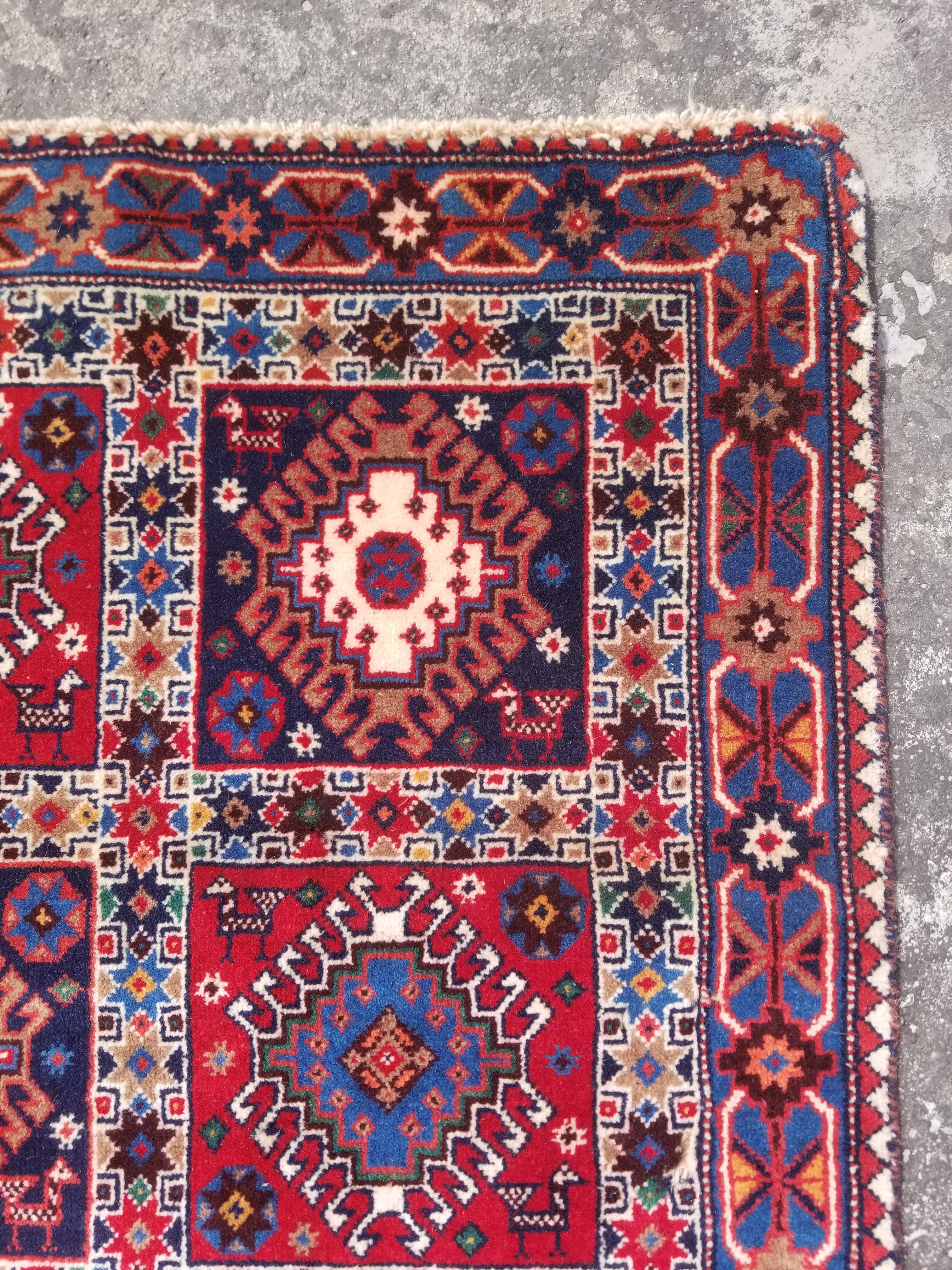 Vintage Traditional Handwoven Yalameh Wool Multicolor Rug Runner 190x74cm