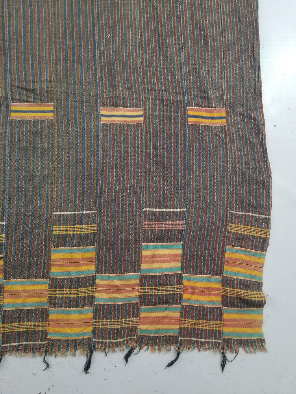 Vintage African Ewe Kente Cloth Handwoven & Patchwork Ghananian Textile 255x156cm