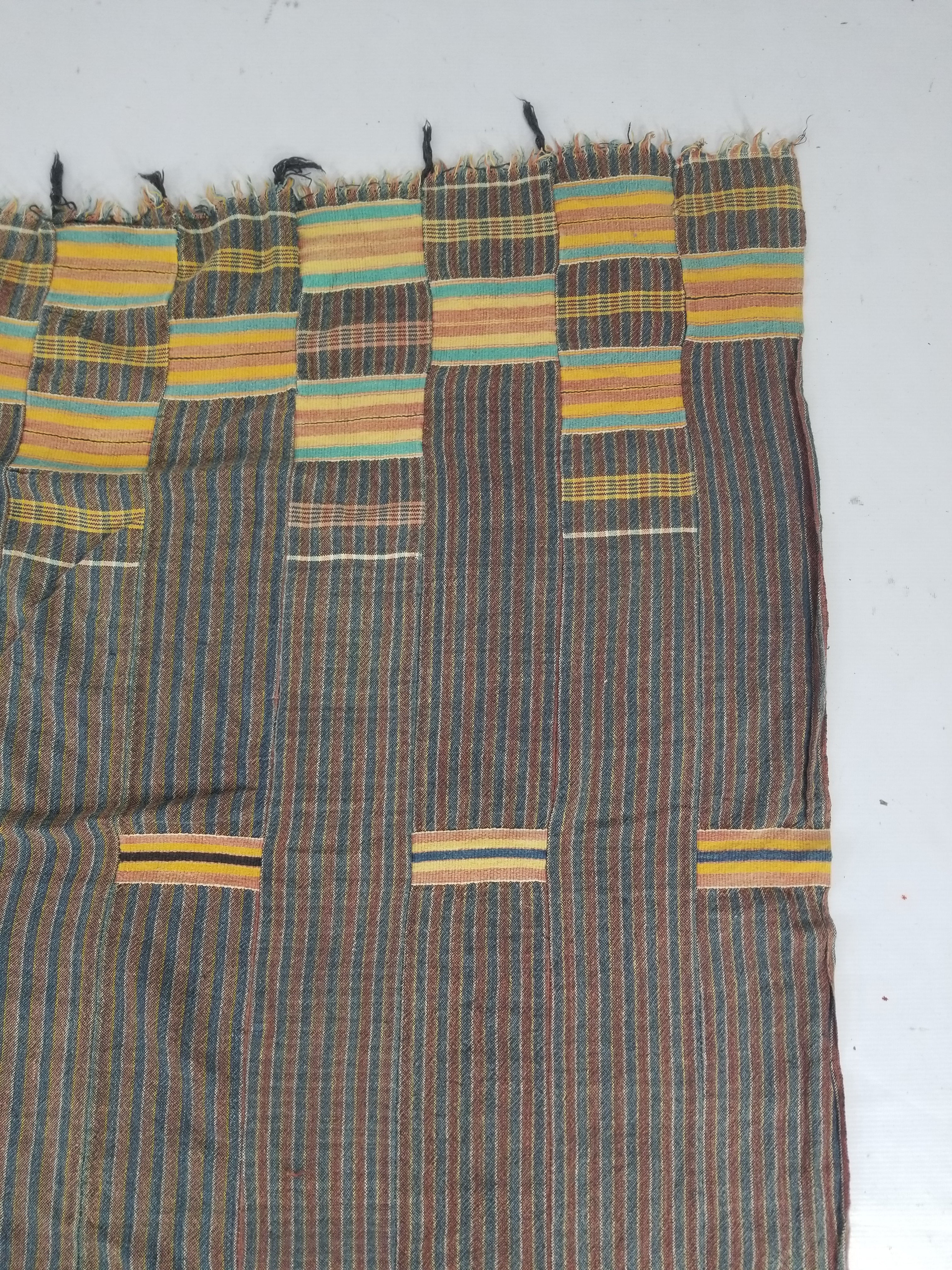 Vintage African Ewe Kente Cloth Handwoven & Patchwork Ghananian Textile 255x156cm