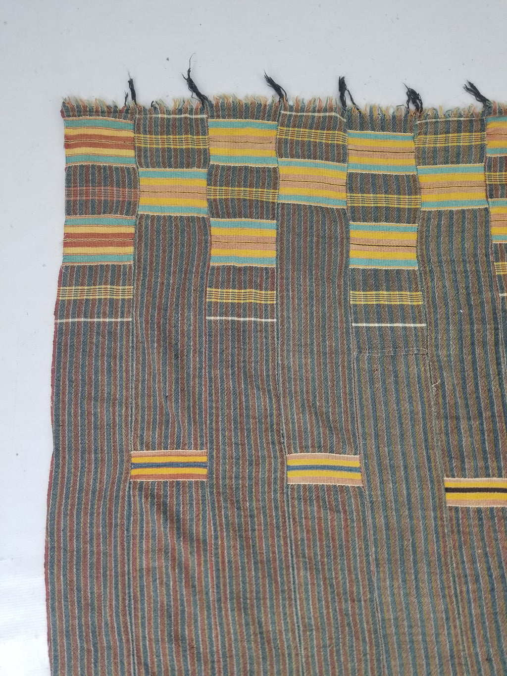 Vintage African Ewe Kente Cloth Handwoven & Patchwork Ghananian Textile 255x156cm